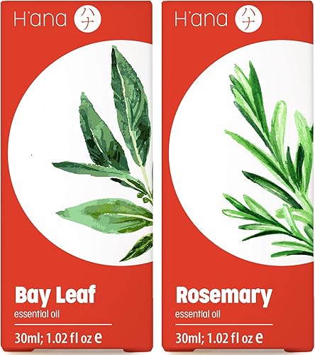 Aceite de laurel esencial para el cabello y aceites de romero para el crecimiento del cabello, juego de aceites esenciales 100% puros de grado