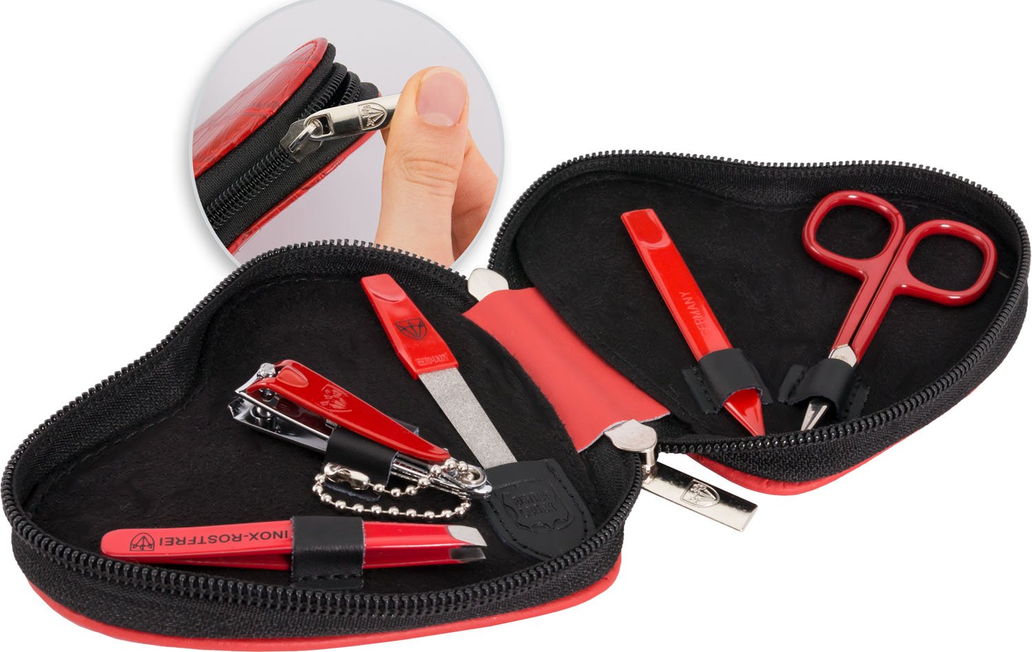 3 Swords Germany - brand quality 5 piece manicure pedicure grooming kit set for professional finger & toe nail care tweezers file clipper genuine leather case in gift box, Made by 3 Swords (03898) : Beauty & Personal Care