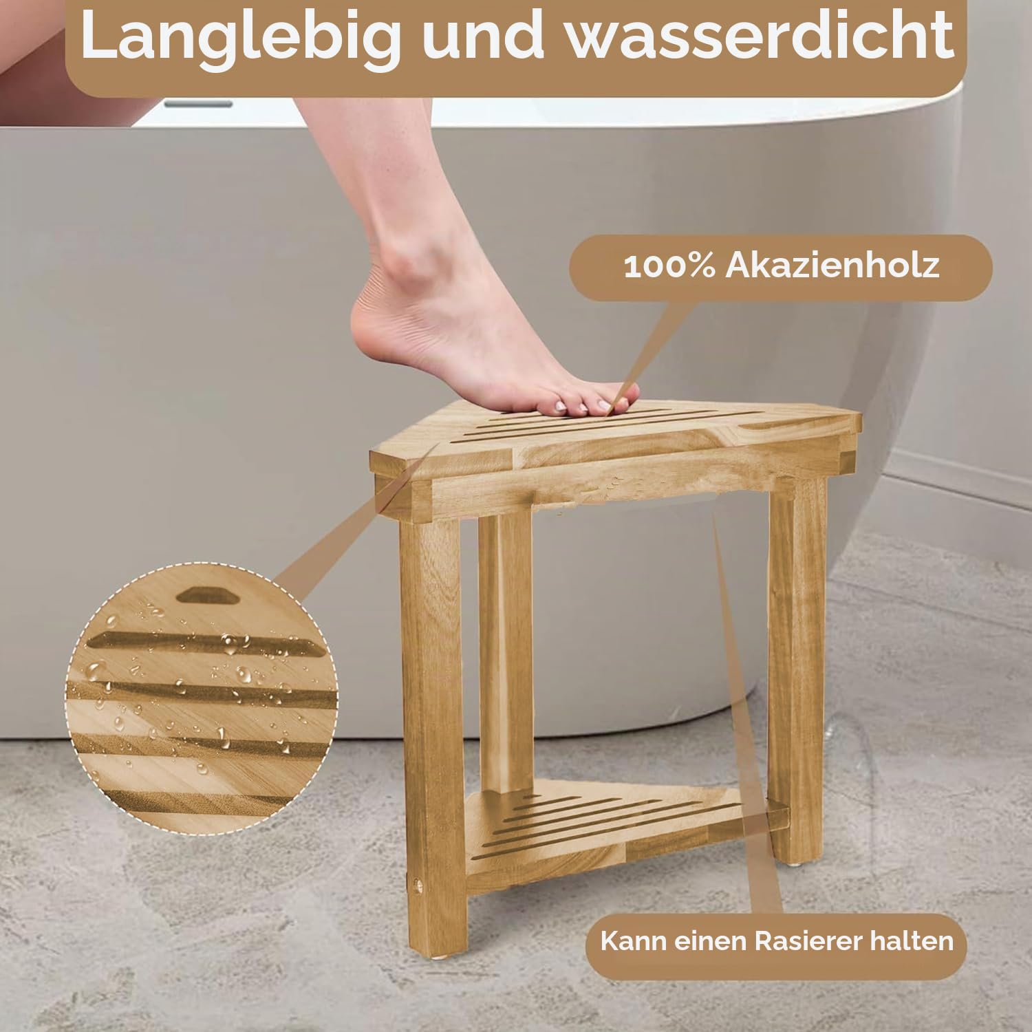 Bambus Eckregal, 2 Stufe Eck-Ablage für Badezimmer, Dusche & Küche