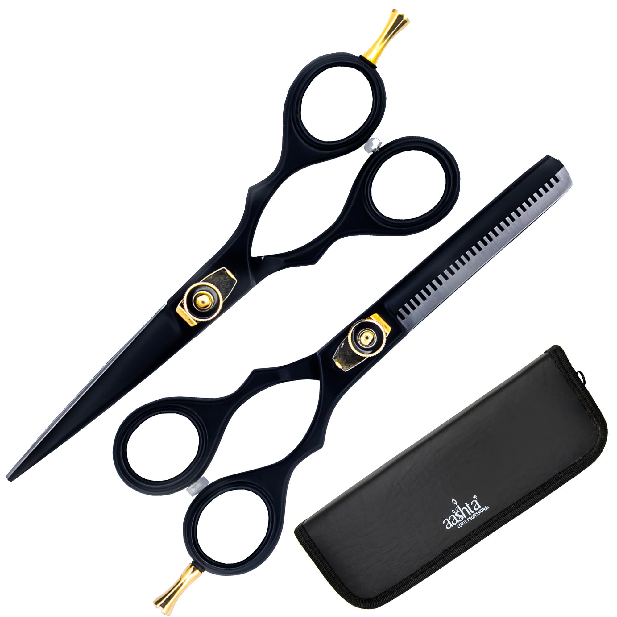 aashta® kit forbici parrucchiere professionali per sfoltire e tagliare i capelli di materiale giapponesi 5,5 pollici