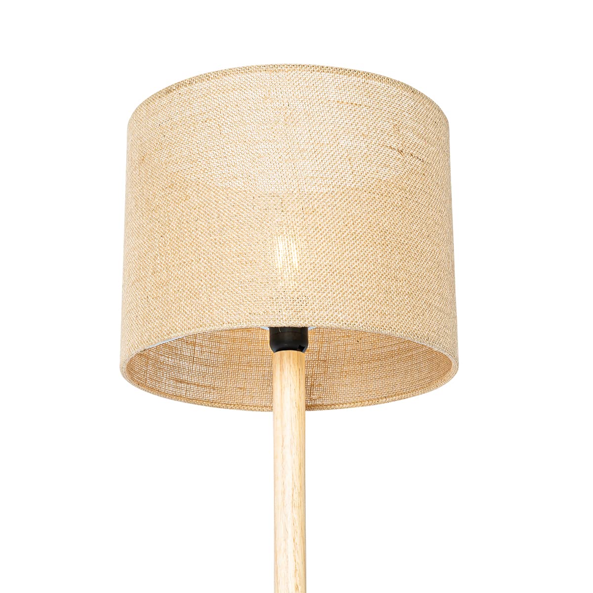 Qazqa rústico Lámpara de pie rural madera pantalla lino natural 32 cm - Mels/Lino Redonda Adecuado para LED Max. 1 x 40 Watt