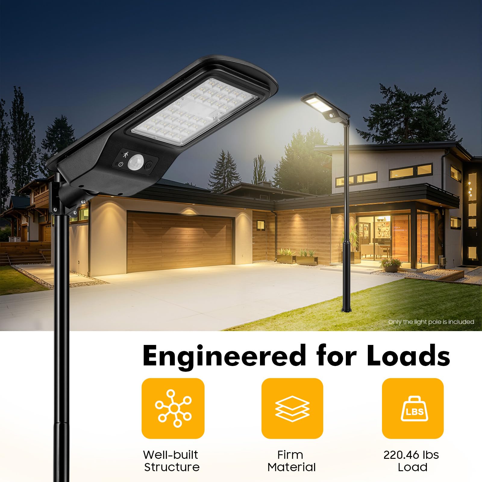 Poste de hierro galvanizado de 3 m de altura para farolas, 100 kg, color negro, para farolas, luces solares, luces de jardín y cámaras de vigilancia