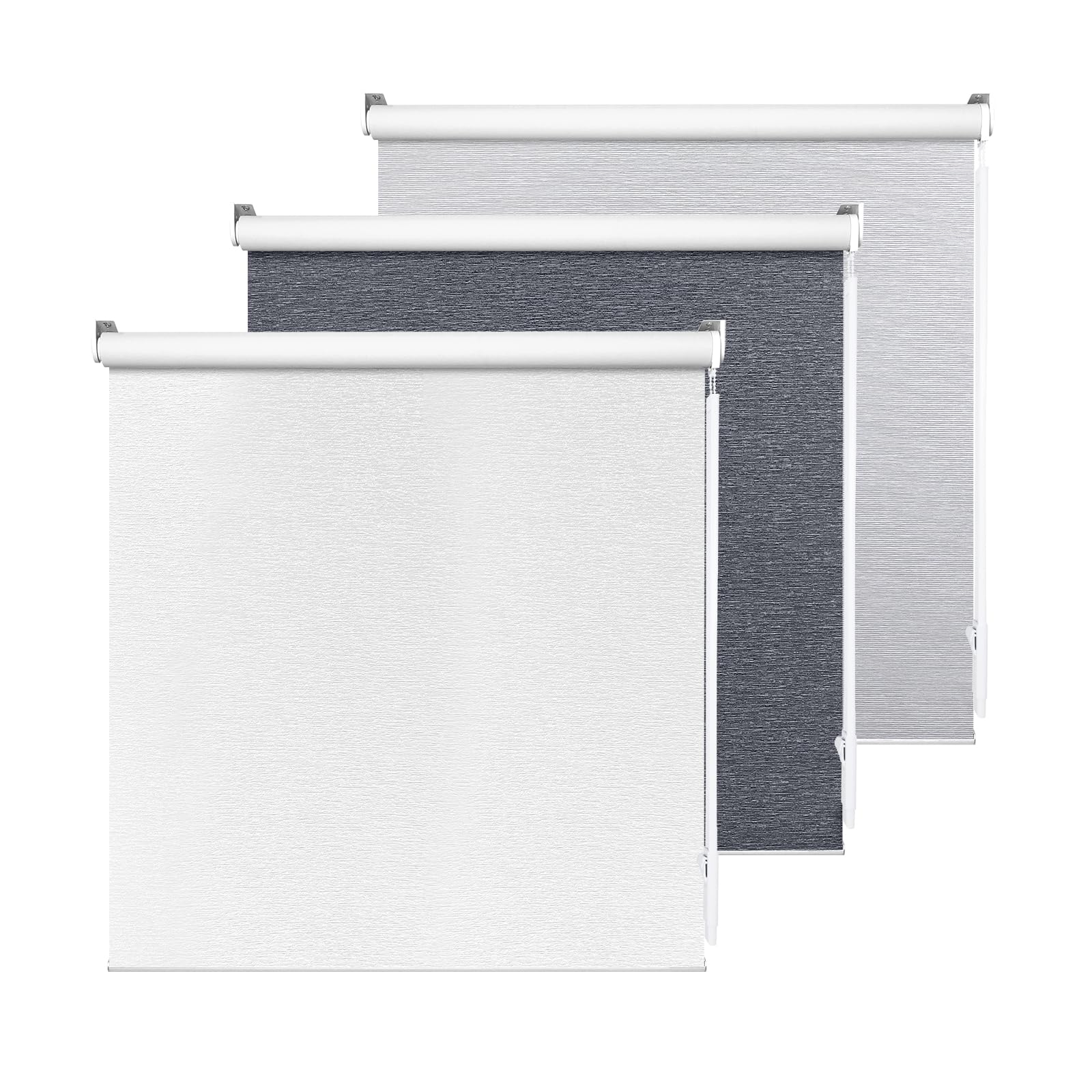 allbright 100% blackout roller blinds for windows, shades for indoor windows with striped jacquard, uv protection fabric, window shades for home,office, easy to install, white, 51" w x 72" h