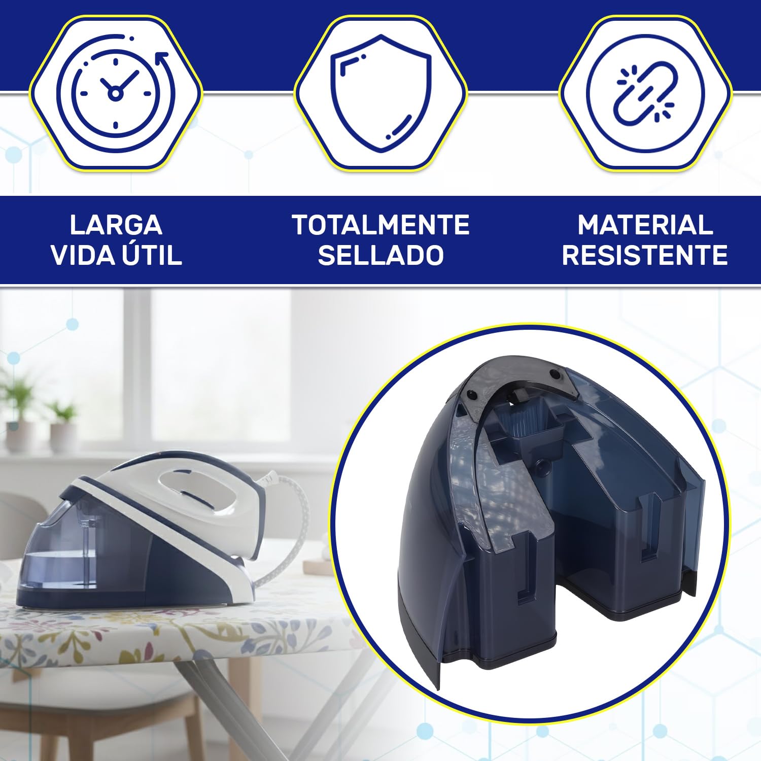 Deposito Agua para Centro de Planchado con Código Original 996510077049 para Philips HI5917 HI5910 HI5916 - MADE IN EU - Garantía de 10 Años - MONTERAL