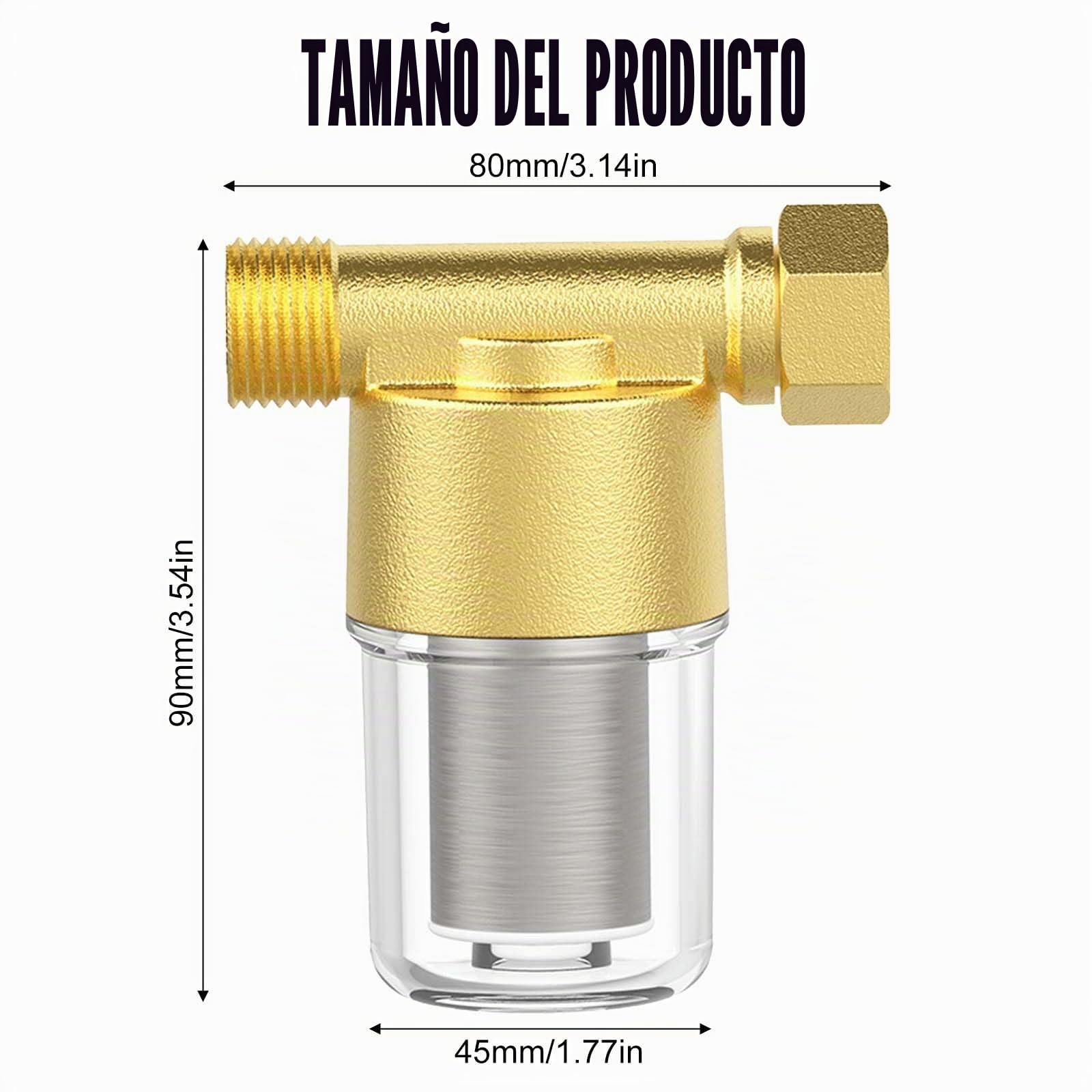 Filtro de agua de 1/2 pulgadas con elemento de acero inoxidable 304 de 40 μm, malla en línea, bomba de agua, latón para tuberías de baño