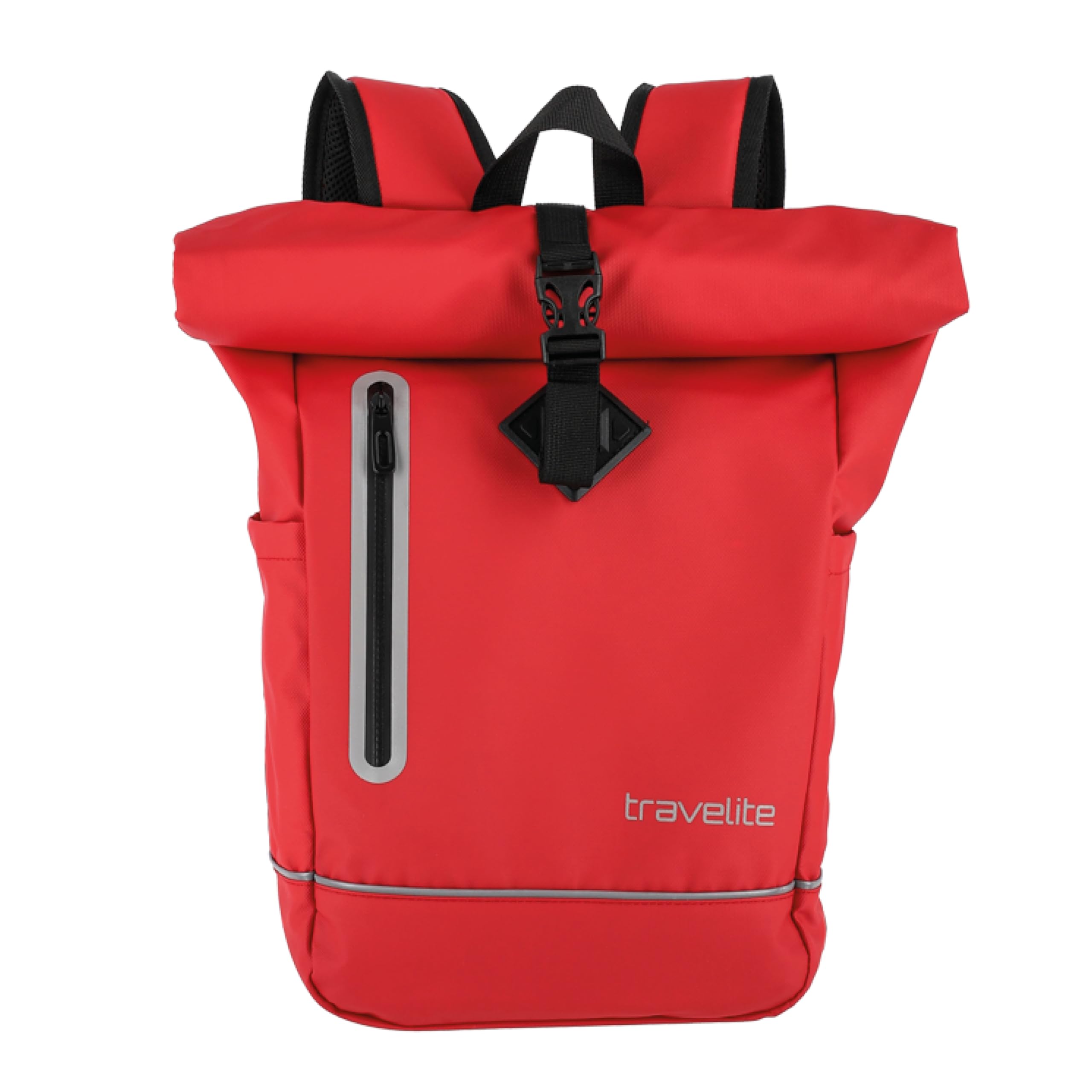 Travelite Rolltop Rucksack wasserfest, Fahrradrucksack, Freizeitrucksack mit Rolltop Verschluss & Reflektoren, BASICS, 48 cm, 19 Liter