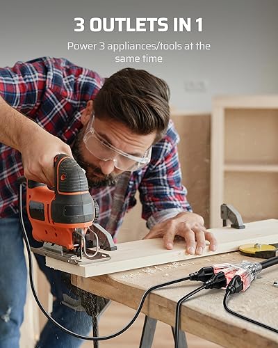 Miniatura 8 de DEWENWILS STW - Divisor de cable de extensión triple de calibre 123 de 2 pies para interiores y exteriores, cable de alimentación resistente de