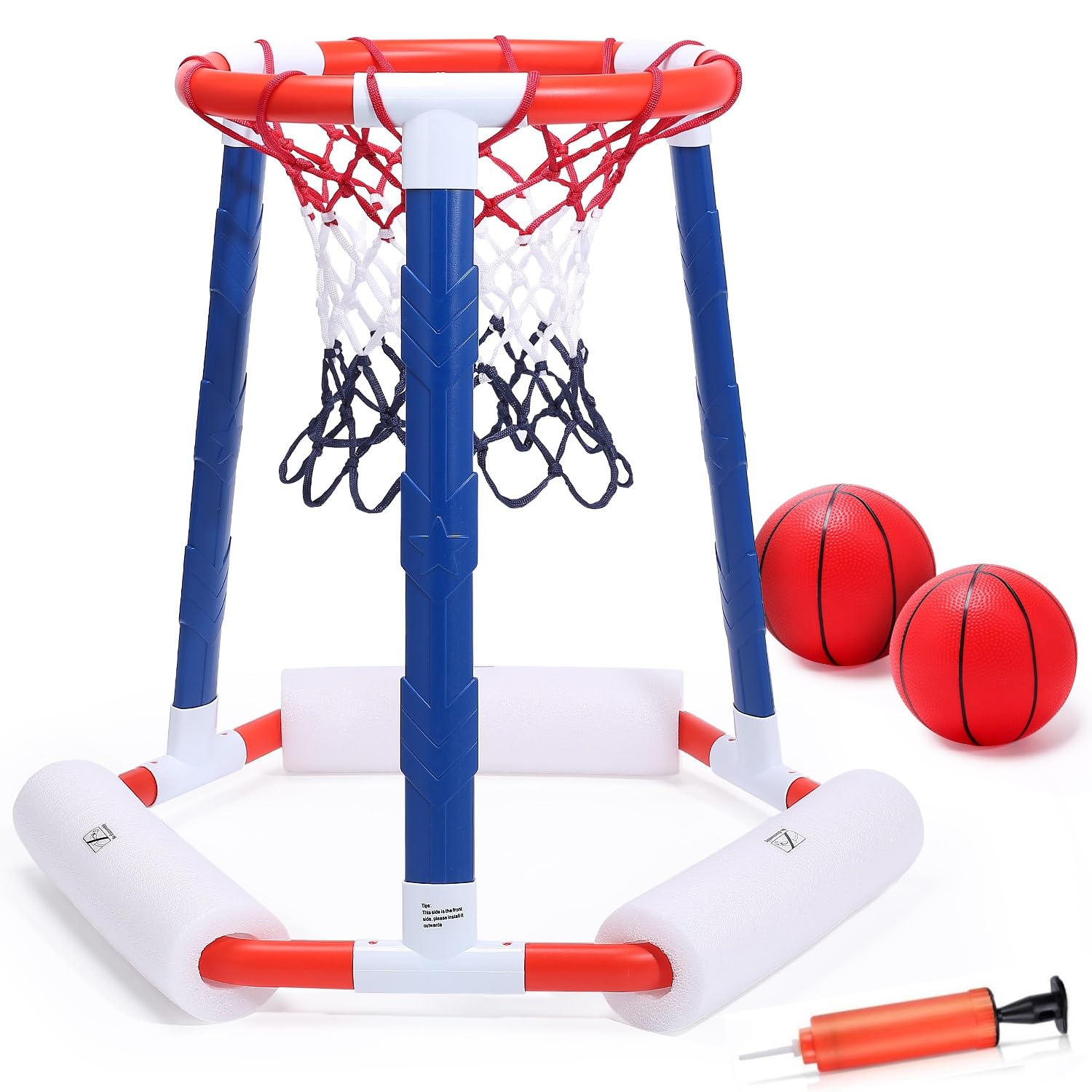 EagleStone Pool Basketball Hoop, Floating Inflatbale Pool Basketball Games Toys with 2 Pool Balls and Pump,Swimming Pool Outdoor Play Toddler Basketball Hoop Indoor for Kids Adults Age 8-12,