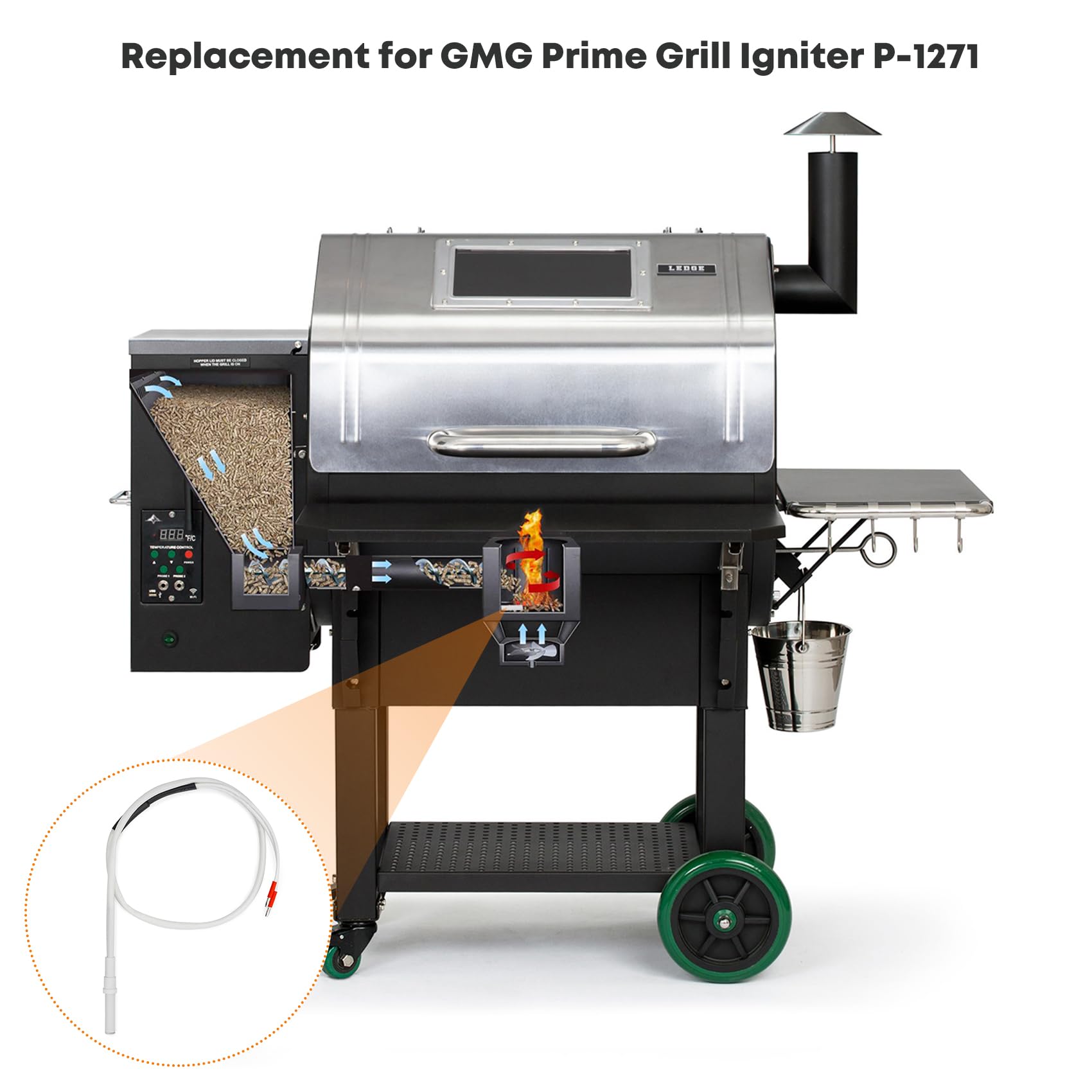 Encendedor De Repuesto Para Parrilla GMG GMGP-1021 Y P-1021 - Barra De Encendido De Pellets Cerámica 12V 80W