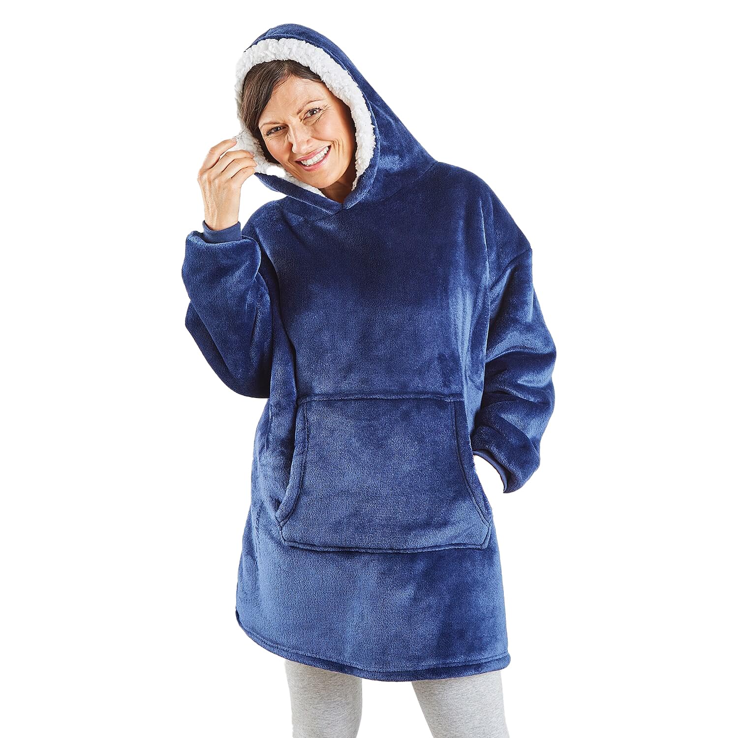 Coopers of Stortford Hooded Blanket Fleece Navy One Size