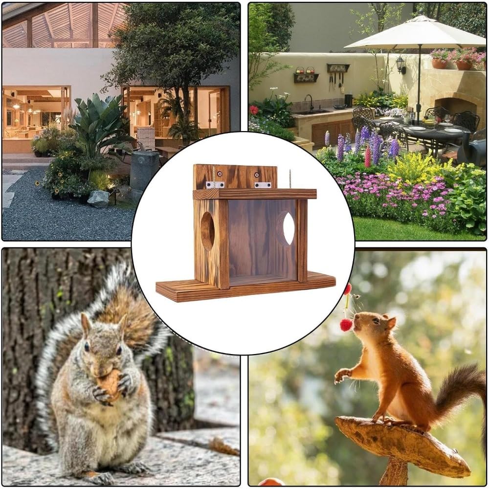 Amazon | リスの餌場、木製のリスハウス、リスの餌やり園、リスの餌箱
