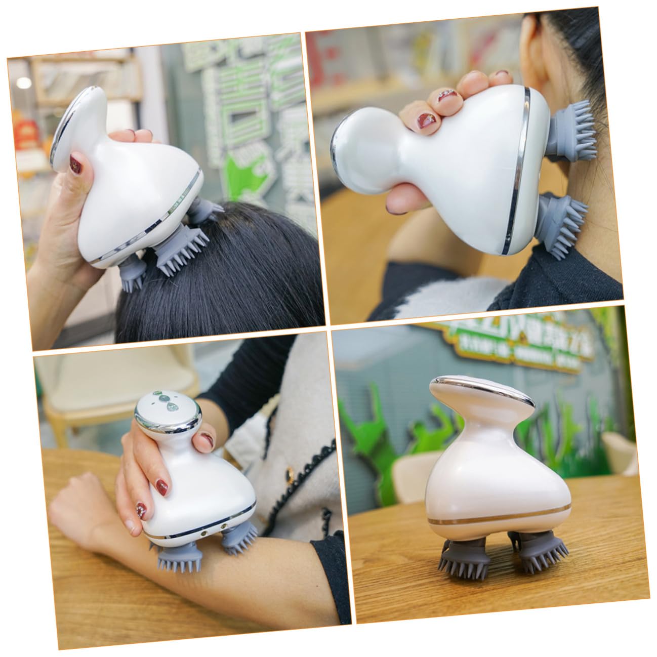 Masajeador de Cabeza Eléctrico para Cuero Cabelludo 1200 Mah | 1 Juego, Abs y Silicona, Blanco, Diseño Ergonómico Portátil, Uso Diario y Viaje