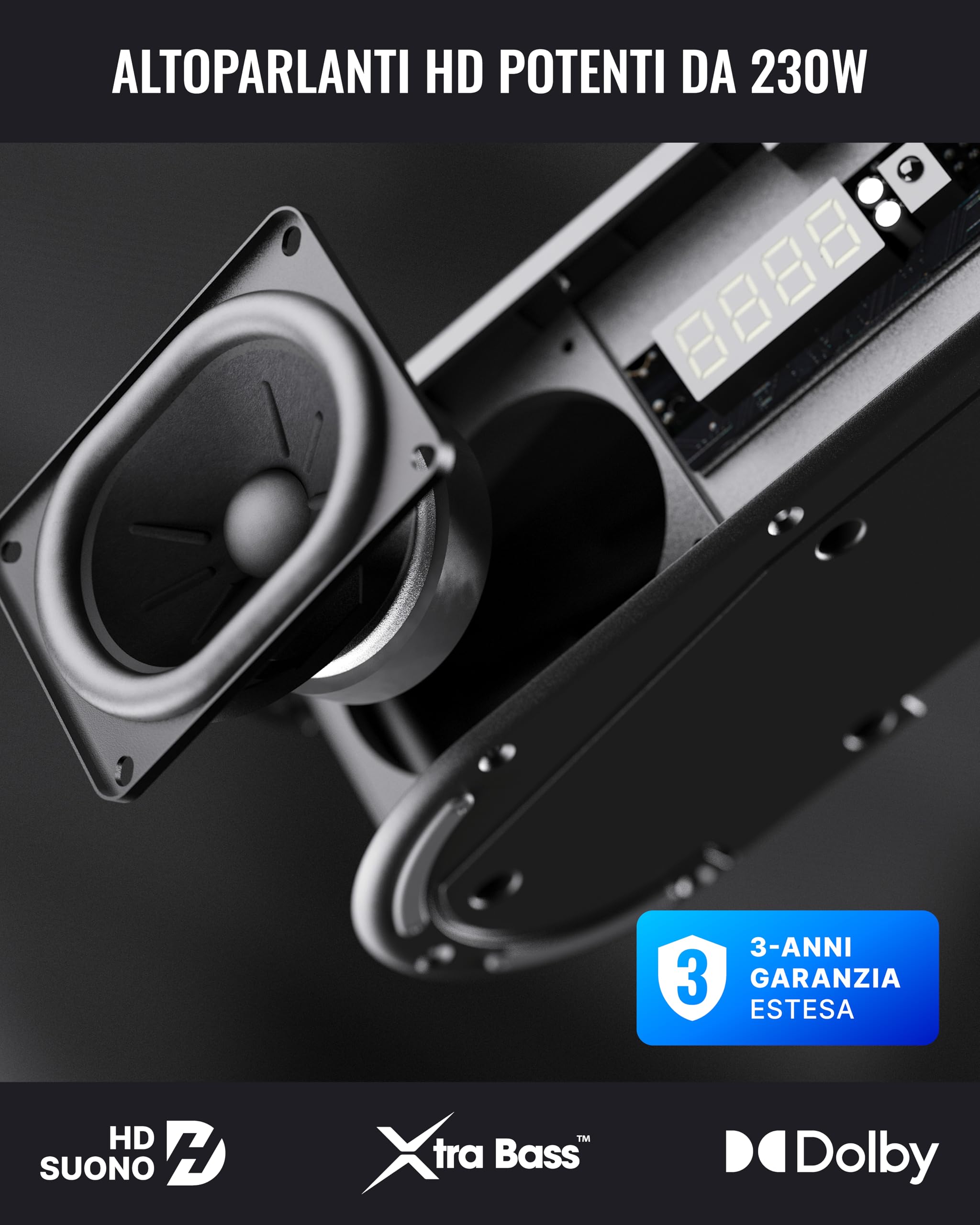 Majority Bowfell Halo Soundbar TV | 230W Casse per TV con HDMI eARC | Dolby Surround Home Theater 5.1 Impianto Audio Cablato con subwoofer e Altoparlanti Satellitari | Soundbar PC Bluetooth 5.3
