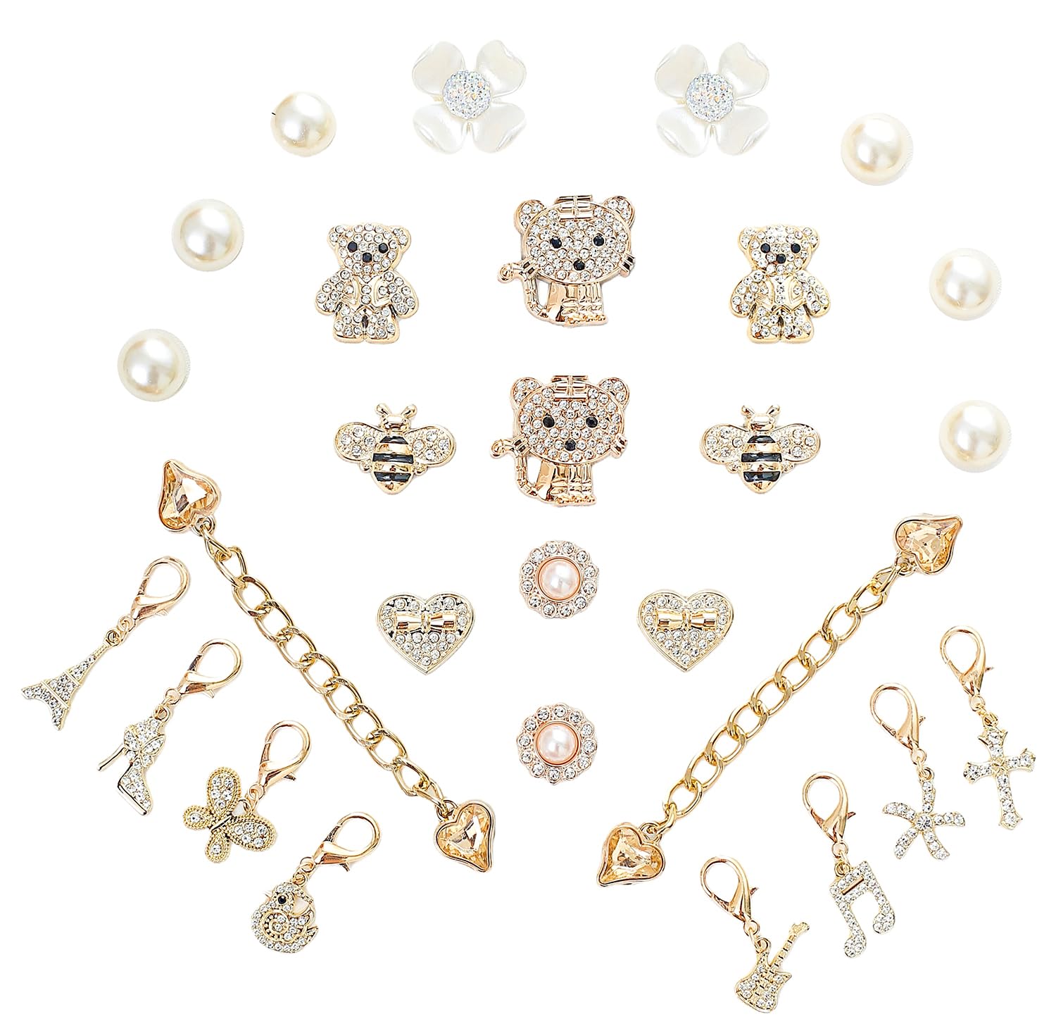 Bling Shoe Charms for Women,Gold Jewelry Shoe Accessories for Girly,Shoe Accessories With Holes,Sneakers and Socks Charms