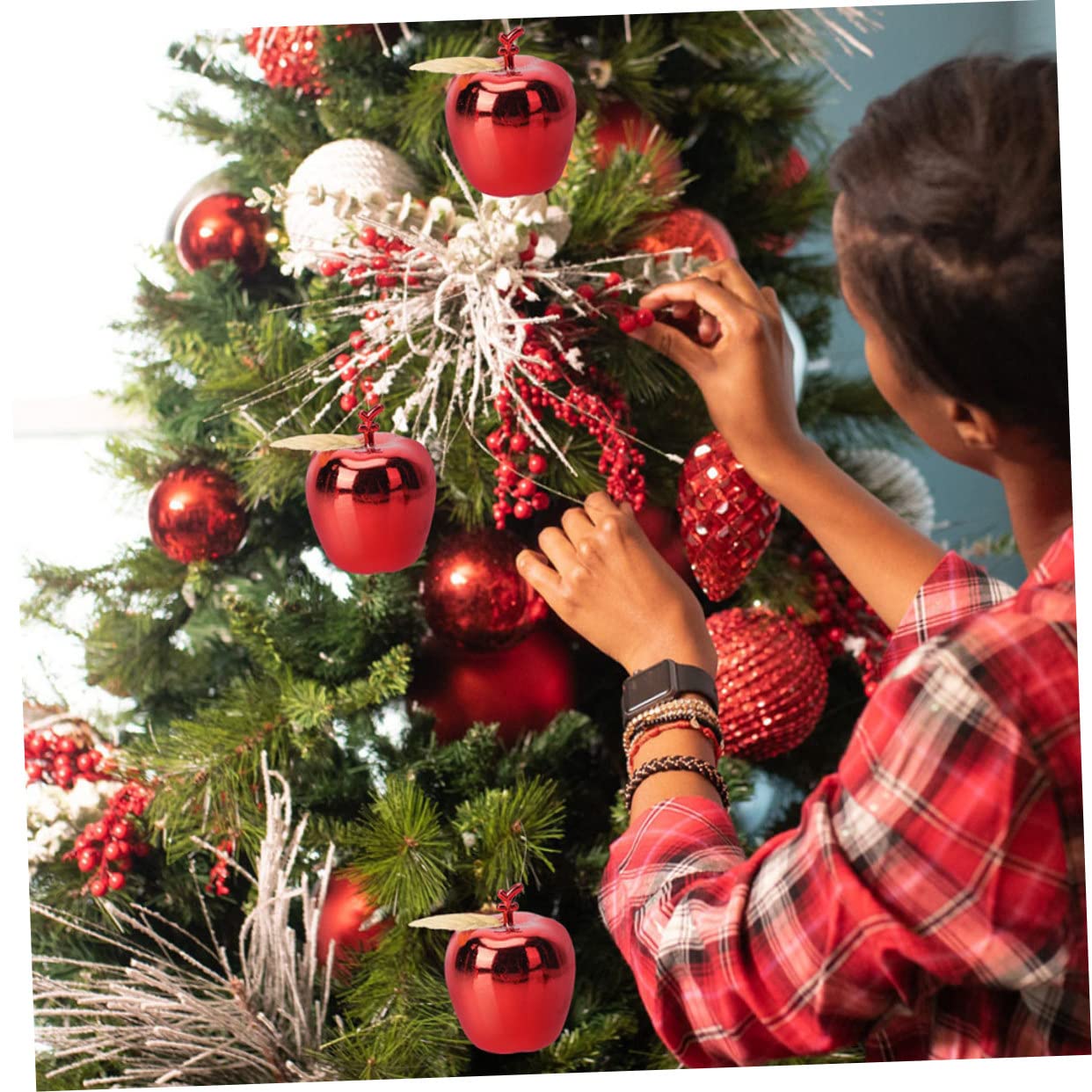 PRETYZOOM 54 Piezas Colgante navideño Manzana Colgantes navideños Christmas Tree Adornos Colgantes de Manzanas Rojas Ornamento del árbol de Navidad Colgante de árbol de Navidad Rojo