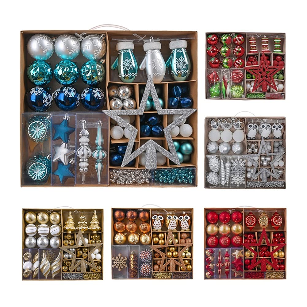 Ozdoba Choinkowa 90 PACK Boże Narodzenie Kulki Ozdoby Xmas Choinki Wiszące Wisiorki Snowflake Na Nowy Rok Wystrój Domu dekoracje świąteczne (Color : 90pcs Silver)