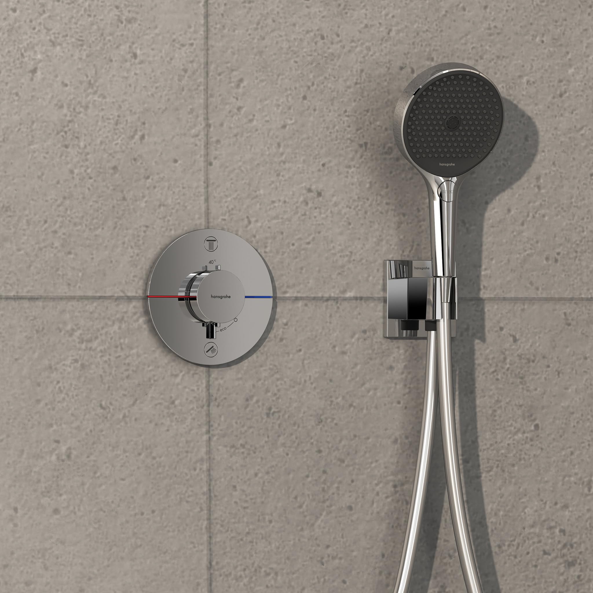 hansgrohe ShowerSelect Comfort S - Thermostat Unterputz, Armatur mit Sicherheitssperre (SafetyStop) bei 40° C, rundes Thermostat, Mischbatterie für 2 Verbraucher, Chrom