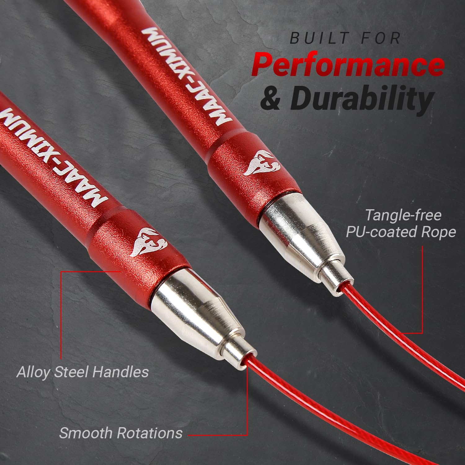 MAAC-XIMUM Premium Jump Rope, Lightweight, Self-Locking, Adjustable for Adults, Speed Skipping Rope, Fitness, Crossfit, Boxing, MMA