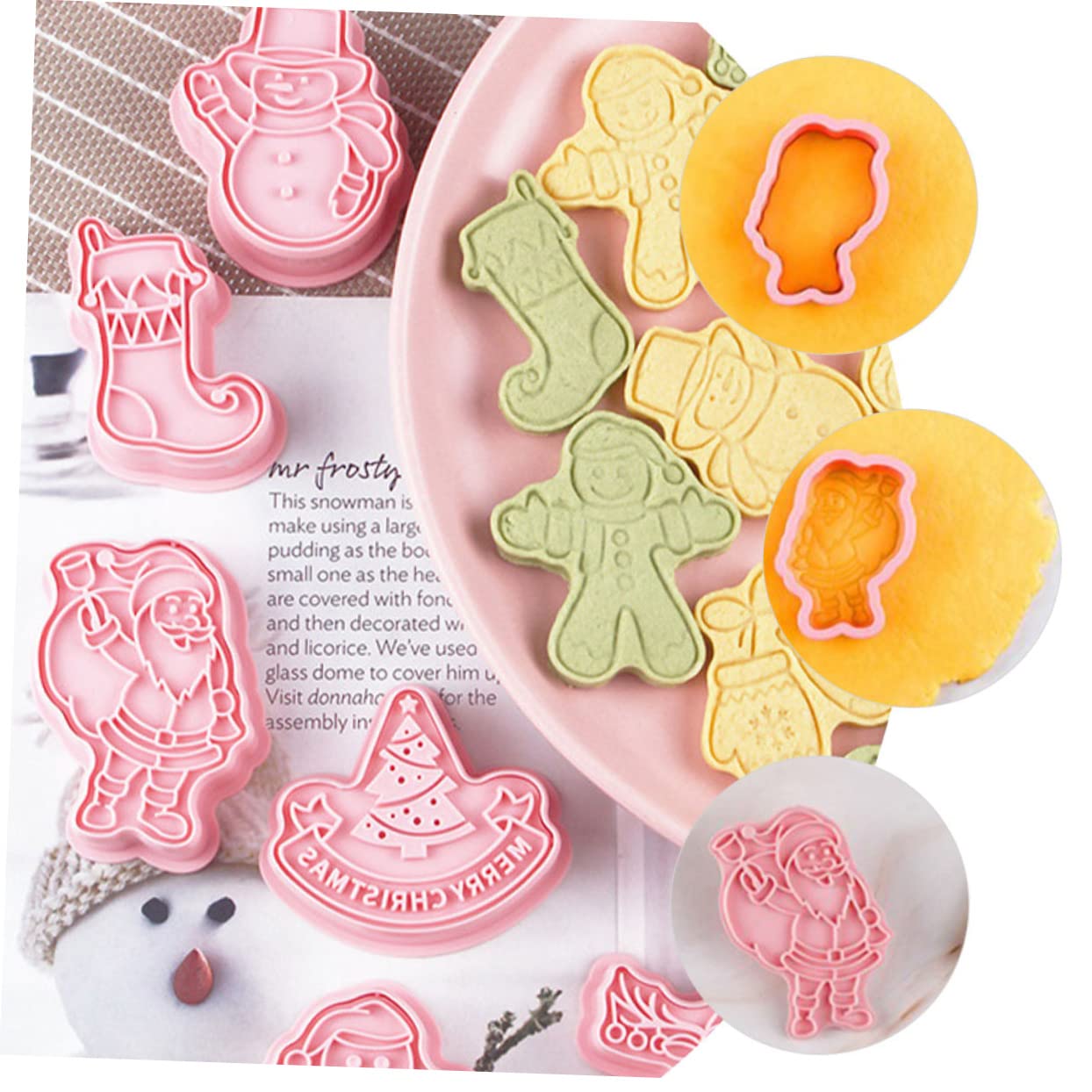 MAGICLULU 4 Sätze Keksform Gummiartig Kekse Fallen Ausstechformen Kessel-ausstecher Plätzchen Lebkuchen Keksschneider Ausstechformen Weihnachten Stern-ausstecher Rosa Pp 8 Stück * 4