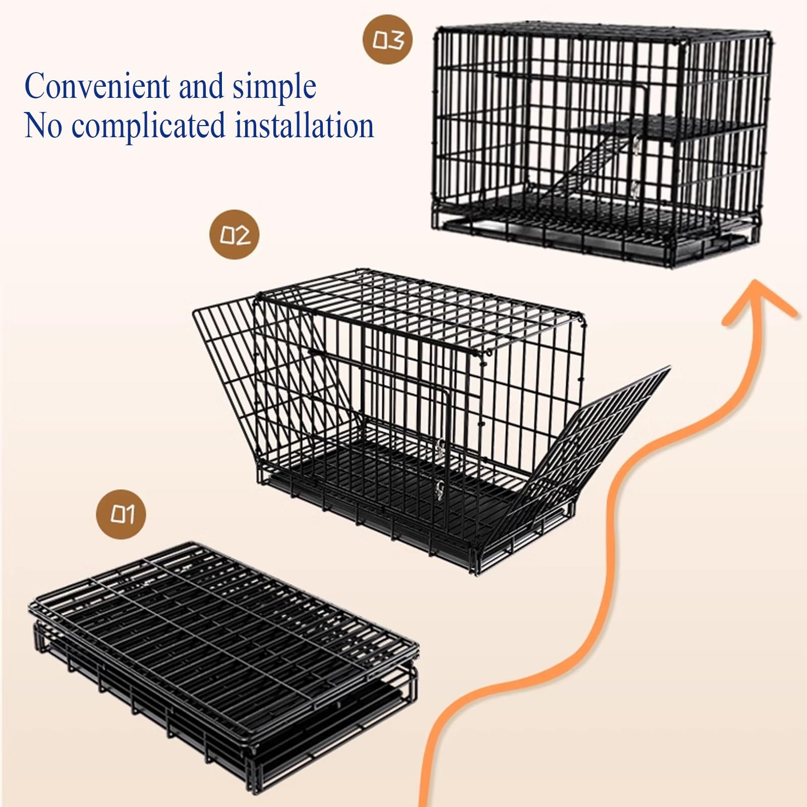 Casetta Coniglio Nanos da Interno Gabbia Metal, Gabbia per Coniglio Grande con Rampa e Vassoio Estraibile, Gabbia Pieghevole Facile da Pulire(Black,84 * 61 * 67cm)