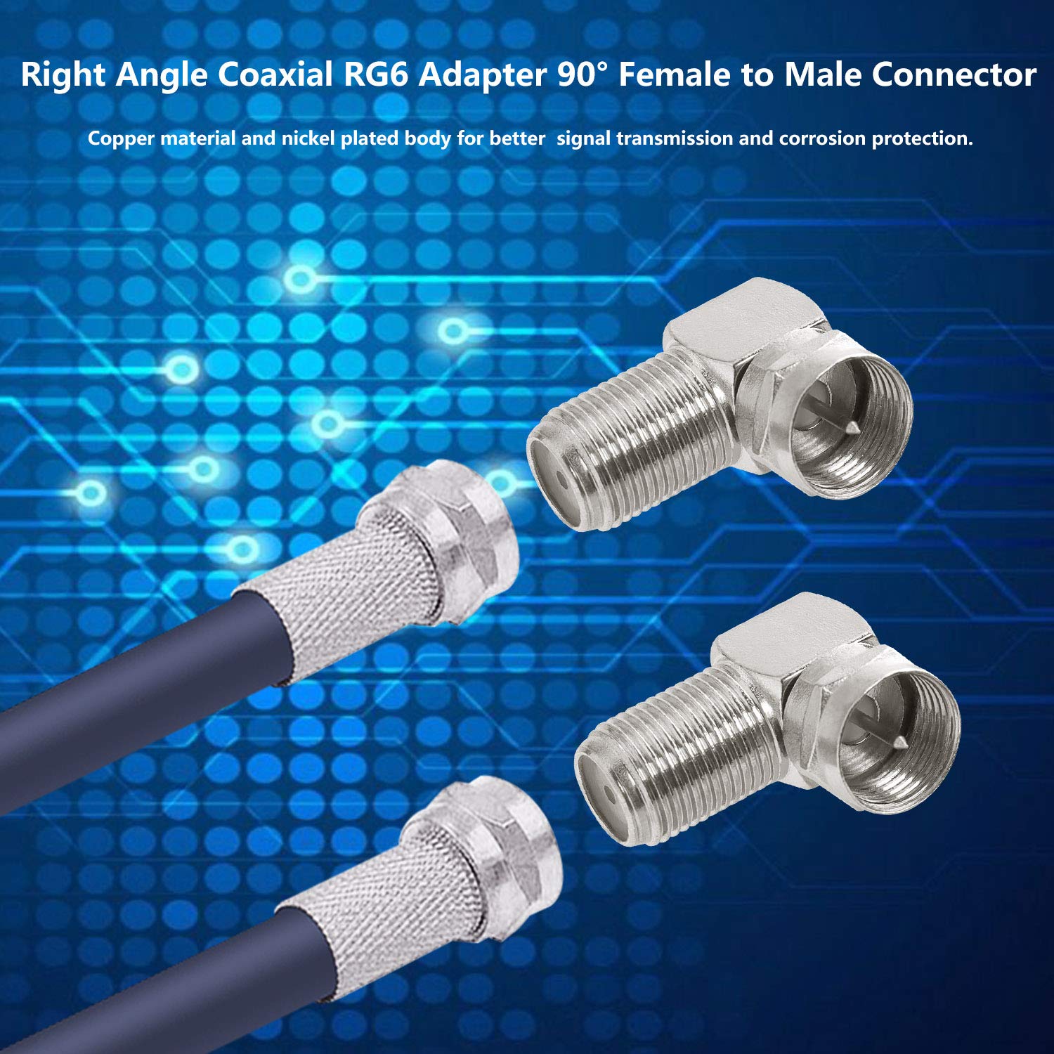 Adattatore 90 ° RG6 Pasow ad angolo retto coassiale con connettore femmina a maschio 10pcs