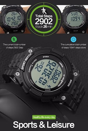 Miniatura 4 de Gosasa Fácil lectura impermeable Relojes deportivos hombres mujeres ejército reloj militar cronómetro 3D podómetro Led Digital reloj de pulsera,