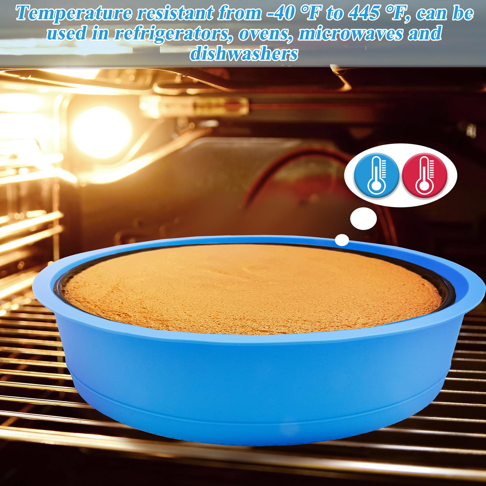 Protector de sartén para tartas de queso, protector de silicona desmontable, 9 pulgadas antiadherente, sin BPA, evita la entrada de agua (azul) 5