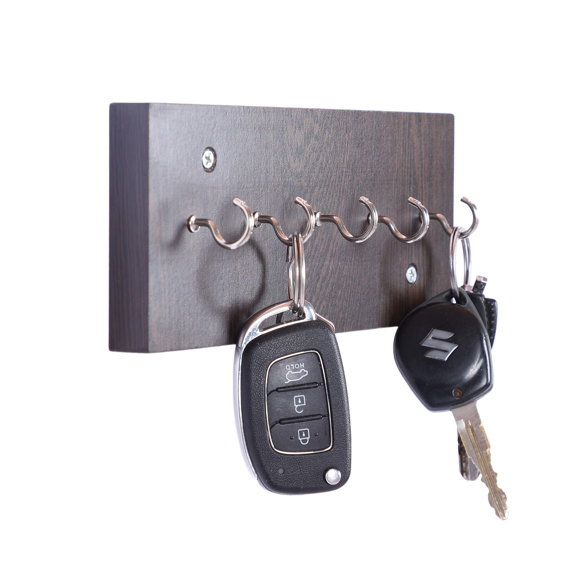 Redwud Suzi Stylish Multipurpose Wooden Key Holder | Hooks for Wall | Home Decor Itmes | Key Holder for Home, Office, Living Room (Wenge)