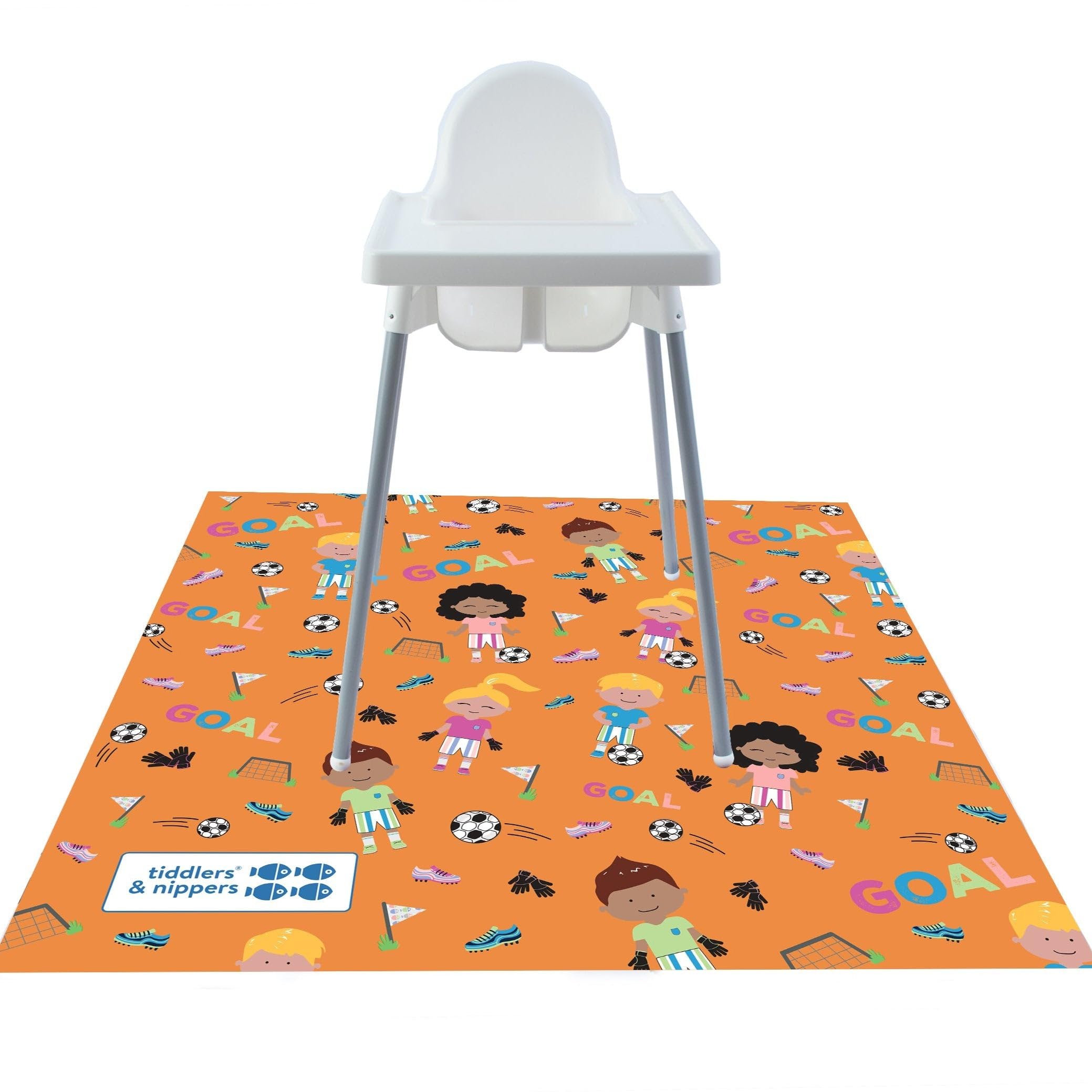 Tiddlers & Nippers Large 130cm x 130cm Reusable Splash Splat Mat, Football Fun