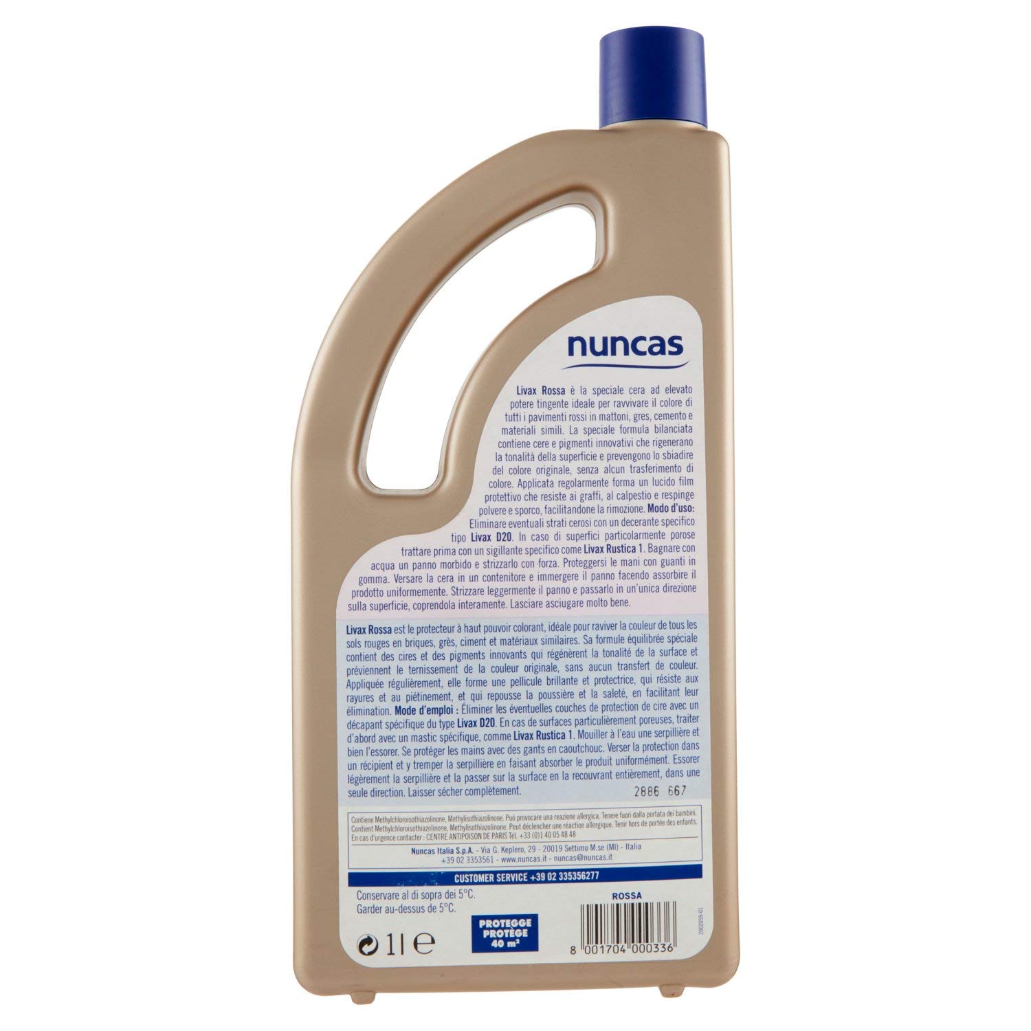 Nuncas Livax Cera Rossa - Pavimenti Rossi in Mattoni, Grès e Cemento - 1000ml