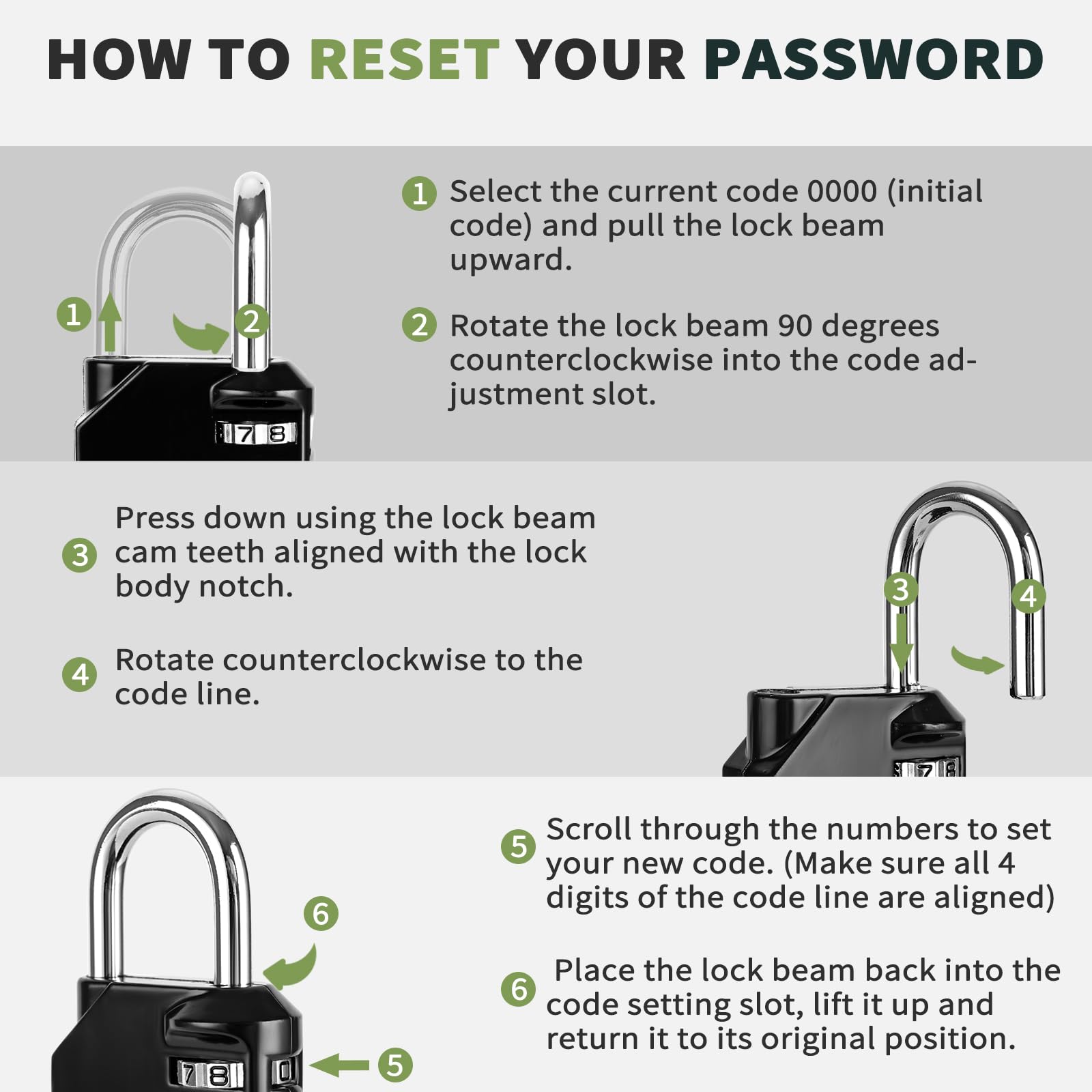 3 Lucchetti A Combinazione 4 Cifre - Per Armadietti, Palestre, Scuole, Nero, Lega Di Zinco - Foto 10