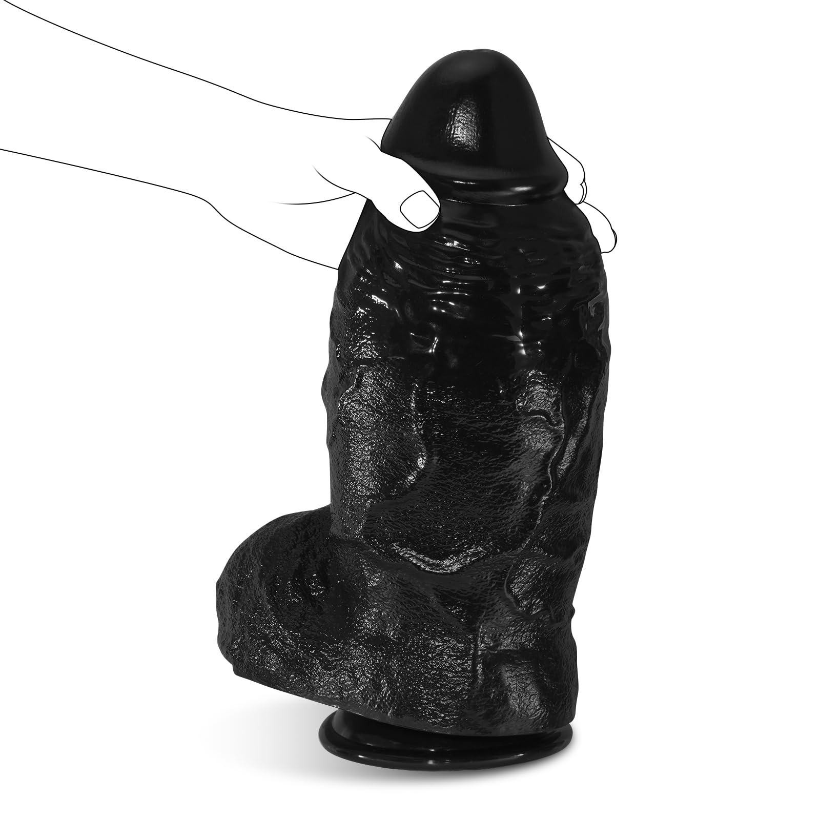Dildo gigante extra largo da 12,7 cm di diametro, dildo nero realistico da 38 cm, pene in silicone extra large con ventosa, plug anale spesso, fallo anale largo, adatto a uomini e donne esperti