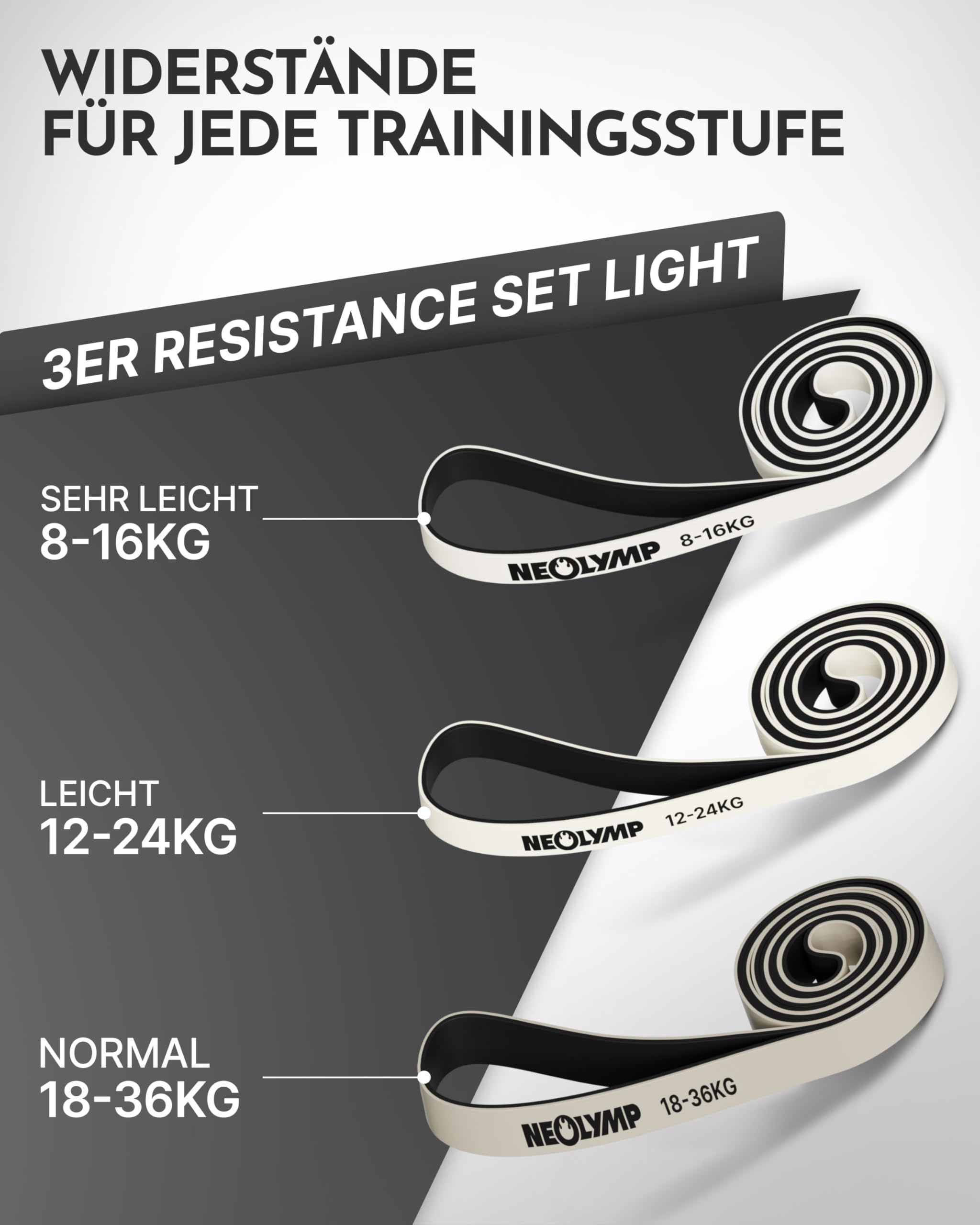 NEOLYMP Bandes de résistance en latex naturel à double revêtement avec E-book de fitness - Bandes de fitness longues pour la musculation, bandes de résistance, bandes de traction