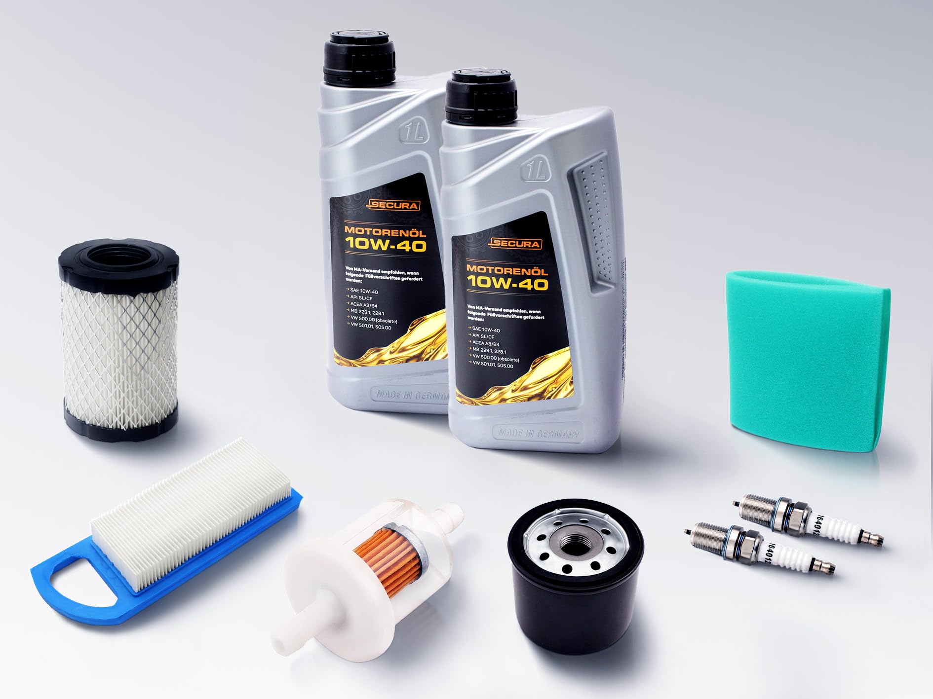 SECURA Service-Kit Wartungs-Set kompatibel mit Briggs&Stratton Intek 40 | Intek 44 | V-Twin | Kompatibel mit Husqvarna R214T TC AWD TC139T TC238T