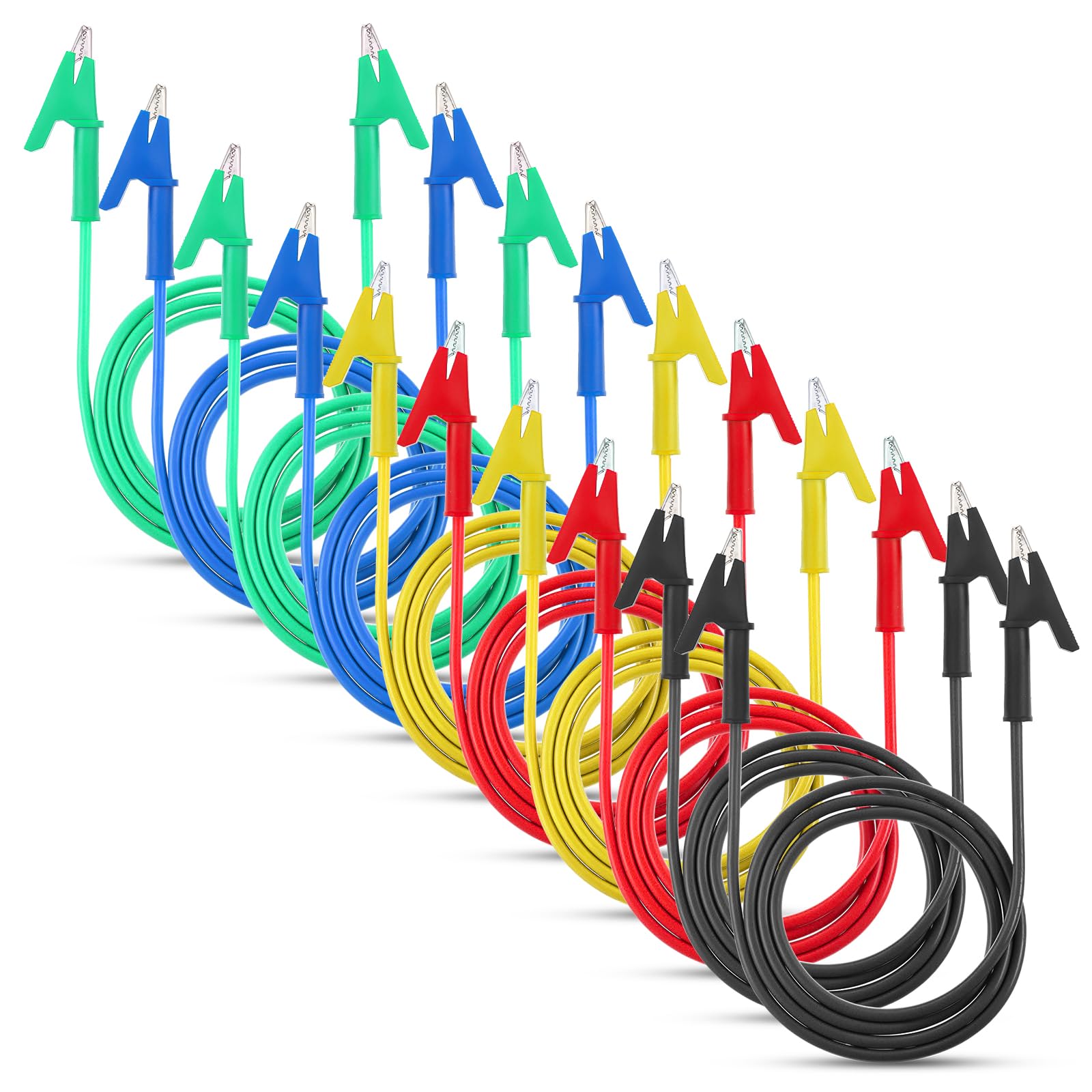 10Pcs 14 Gauge Alligator Clips with Wires for Multimeter, Heavy Duty Silicone Test Leads 15A Jumper Wires with Insulators Clips for Electrical Testing Experiment(3.3ft/1m)