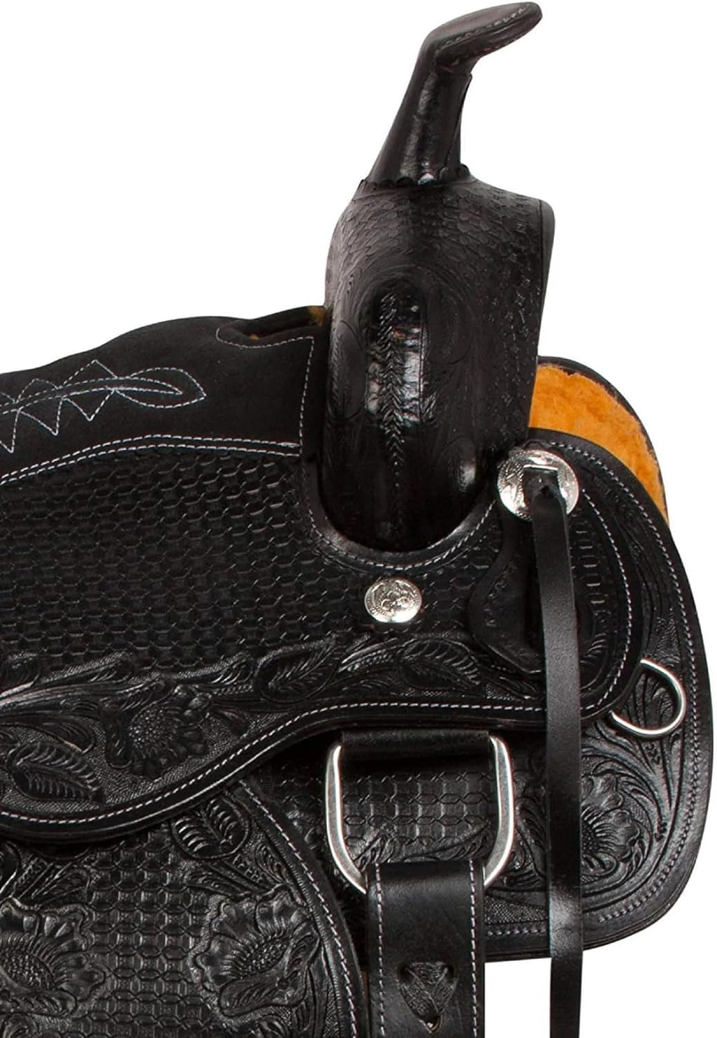 Me-WLS-124 - Puntina da sella in pelle, stile western, dimensioni 25-45,7 cm, con testiera in pelle abbinata, collare al seno, redini