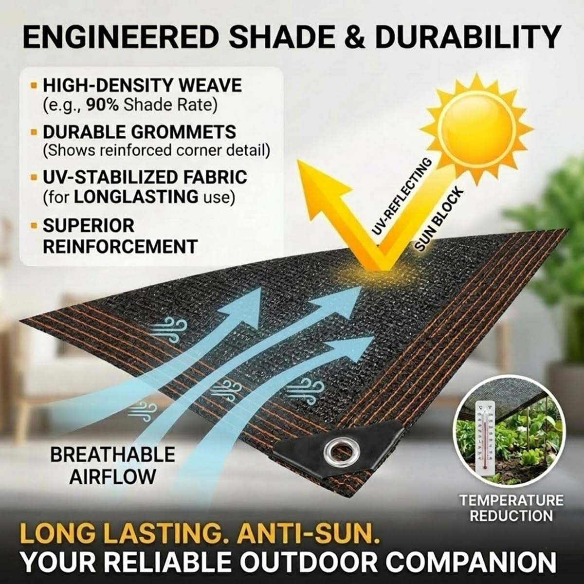 Malla para exteriores de 35 x 50 pies, 90 % de protección UV, para jardín, jardín, sol, red de privacidad para plantas, patio trasero, varios