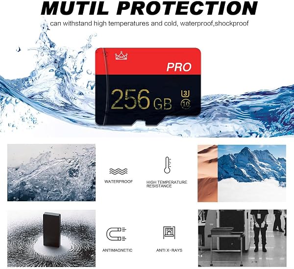 2 Pack 256GB Micro Memory Card Class 10 TF Card with Adapter High Speed Memory Card for Tablet, Camera, Drone - 3