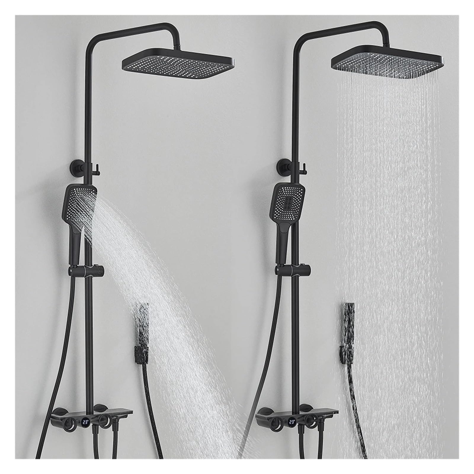 Robinet de douche thermostatique en laiton noir luxe avec écran