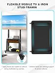 Rolling TV Stand with Power Outlet and Fabric Drawer for 32-75 Inch Flat/Curved Screen up to 220lbs LCD/LED/OLED Adjustable Height Mobile TV Cart with Wheels for Home Office Max VESA 600x400mm