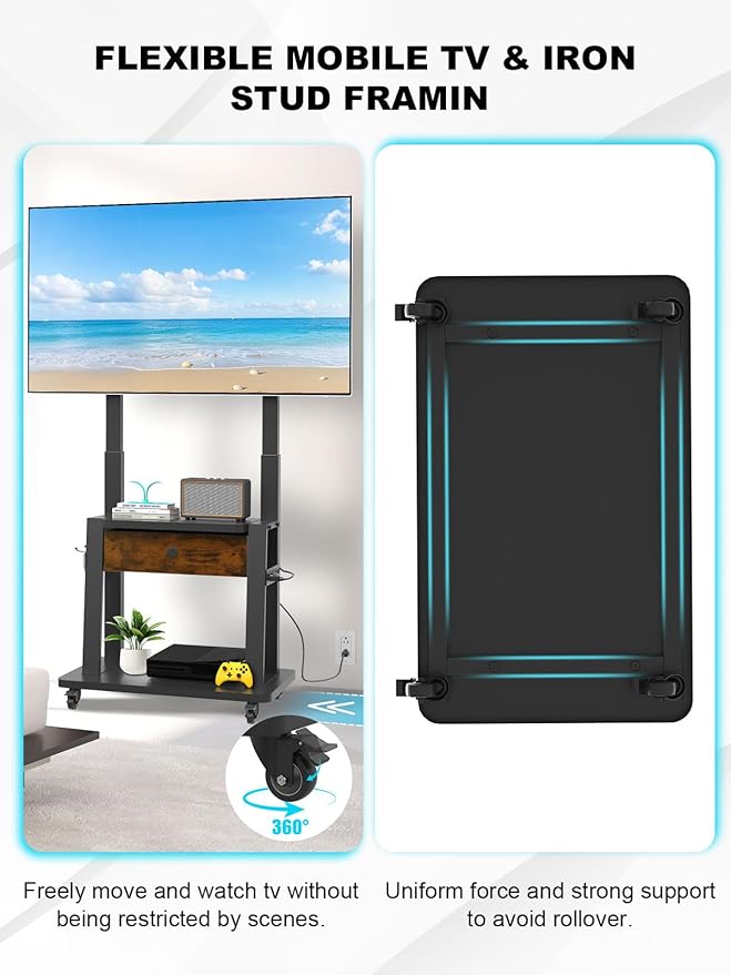 Soporte rodante para TV 32-75 pulgadas, altura ajustable, 149.69 kg miniatura 6