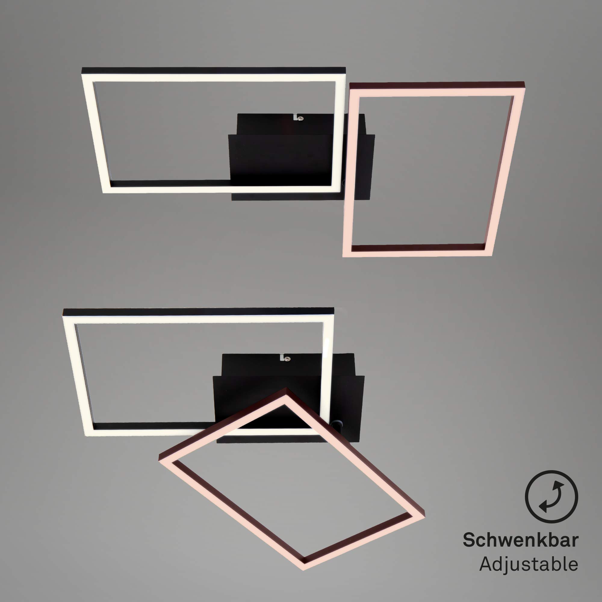 BRILONER - Lampada LED, Lampadario Dimmerabile, Plafoniera Soffitto con Telecomando, Regolazione Temperatura Colore, Funzione Luce Notturna e Timer, Nero, 500x388x78mm
