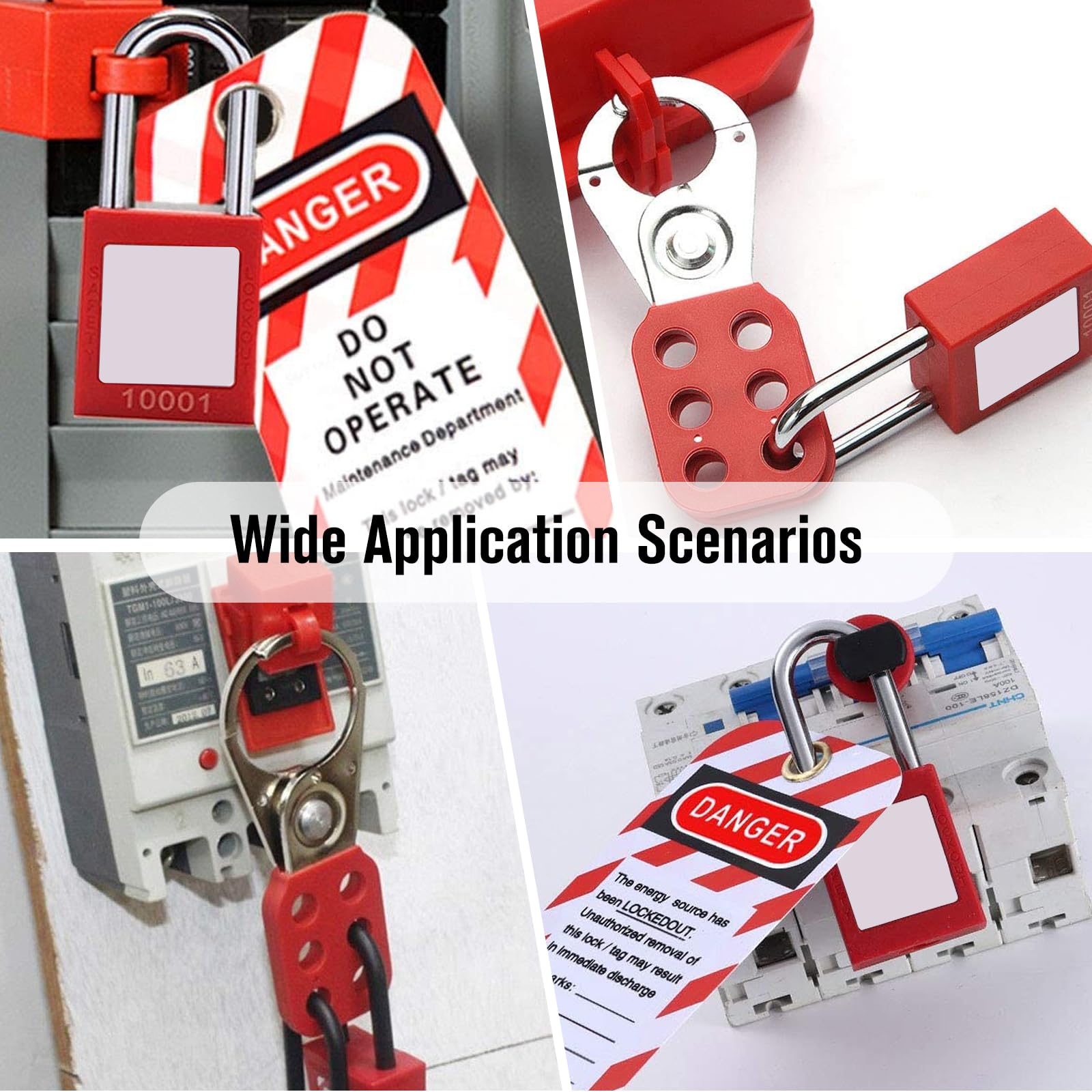 Kit di blocco per elettricisti, kit di blocco interruttore elettrico, set di blocco con morsetto, lucchetto di blocco di sicurezza per industriali, energia elettrica