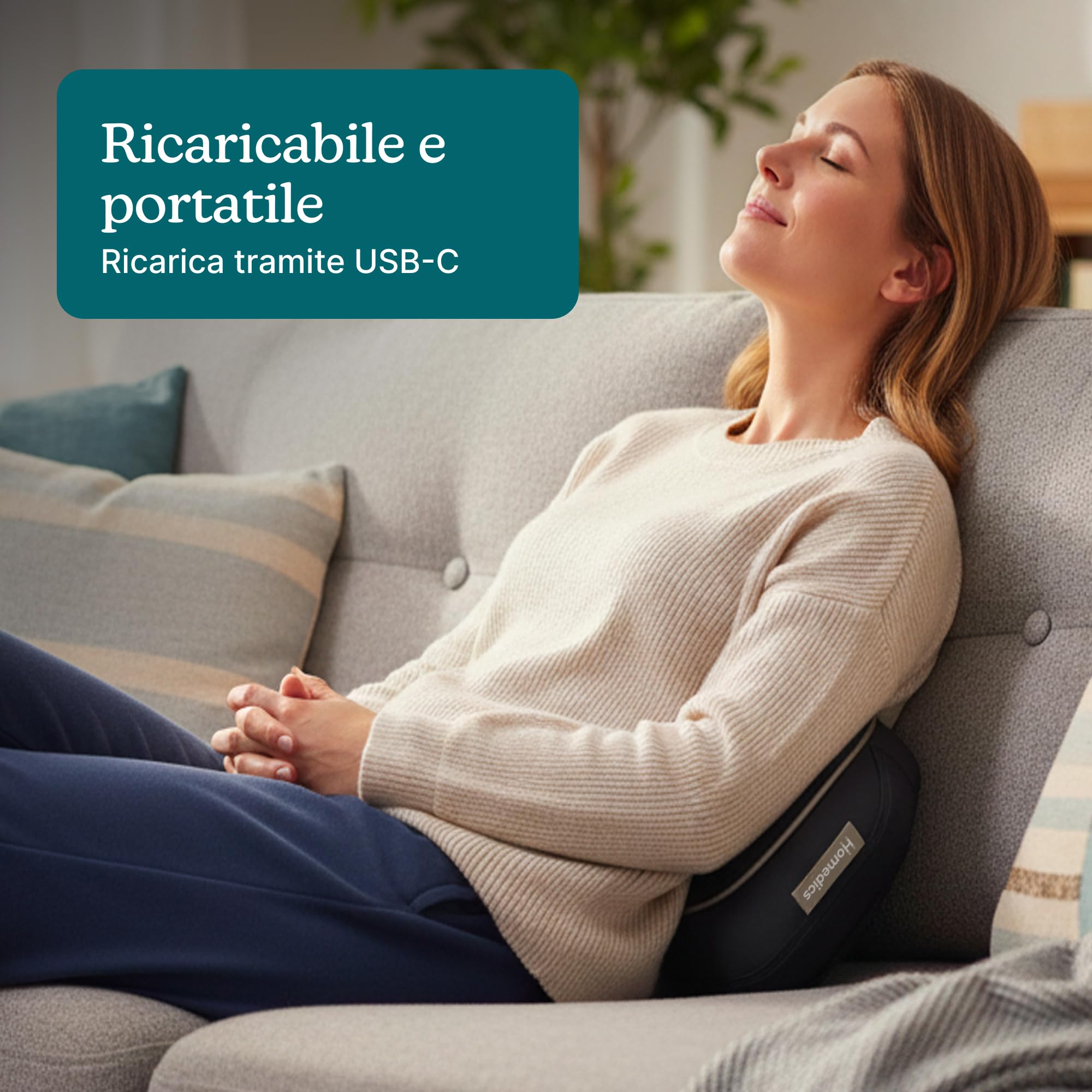 Homedics ModMassage Massaggiatore Cervicale Shiatsu - Senza Fili, USB - C | Massaggiatore schiena e collo, spalle, gambe e piedi, 2 testine intercambiabili, caldo e freddo, ricaricabile