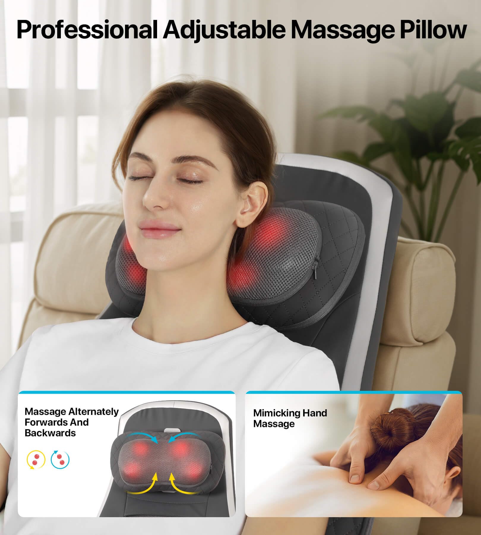 ALLJOY Fauteuil Massant Shiatsu Coussin de Massage Dos avec Compression et Chaleur, Siege Massant pour Massage du Cou et du Dos dans, Cadeau pour Maman Papa Homme Femme