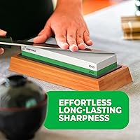 Vista 6 de Sharp Pebble Premium Whetstone Knife Sharpening Stone 2 Side Grit 3000/8000 Wetstone Kit -Wetstone Kitchen Knife Sharpener with Non-Slip Bamboo Base