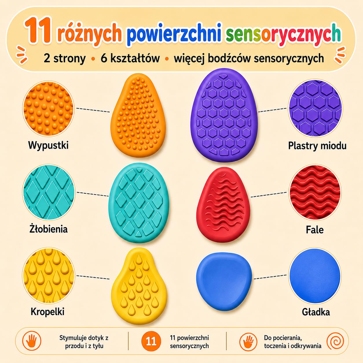 Silikonowe zabawki sensoryczne Fidget Toys 6 sztuk, antystresowe, redukujące stres, prezent dla dzieci i dorosłych, ADHD i autyzm