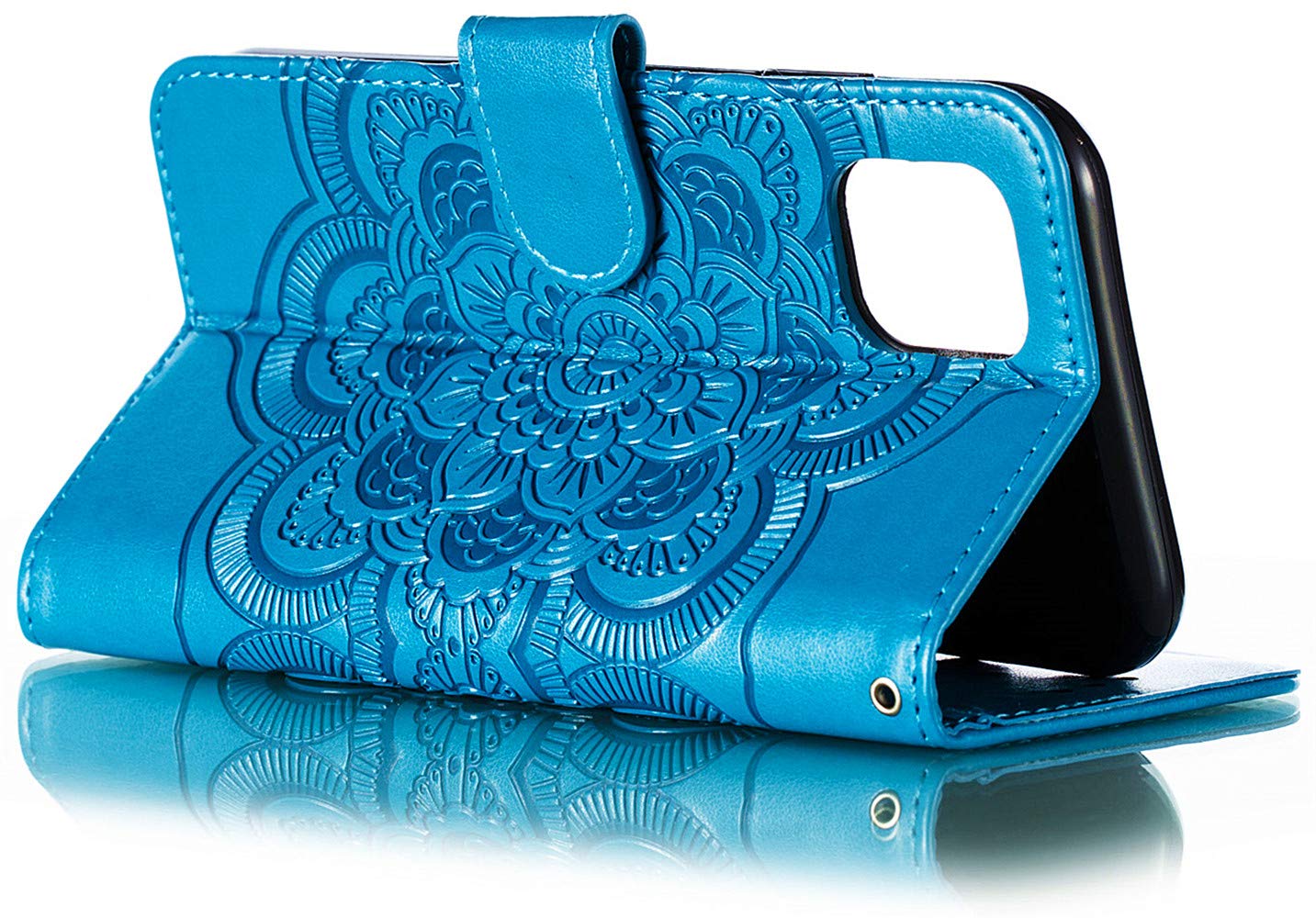 MEUPZZK iPhone 11 Wallet Case, Embossed Mandala Premium PU Leather