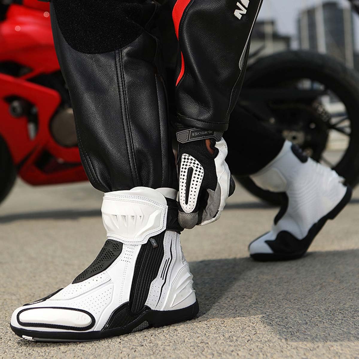 Scarpe da Moto per Uomo e Donna Stivali Motociclisti Protezion Impermeabile con Cerniera Laterale y Suola in Gomma Piena