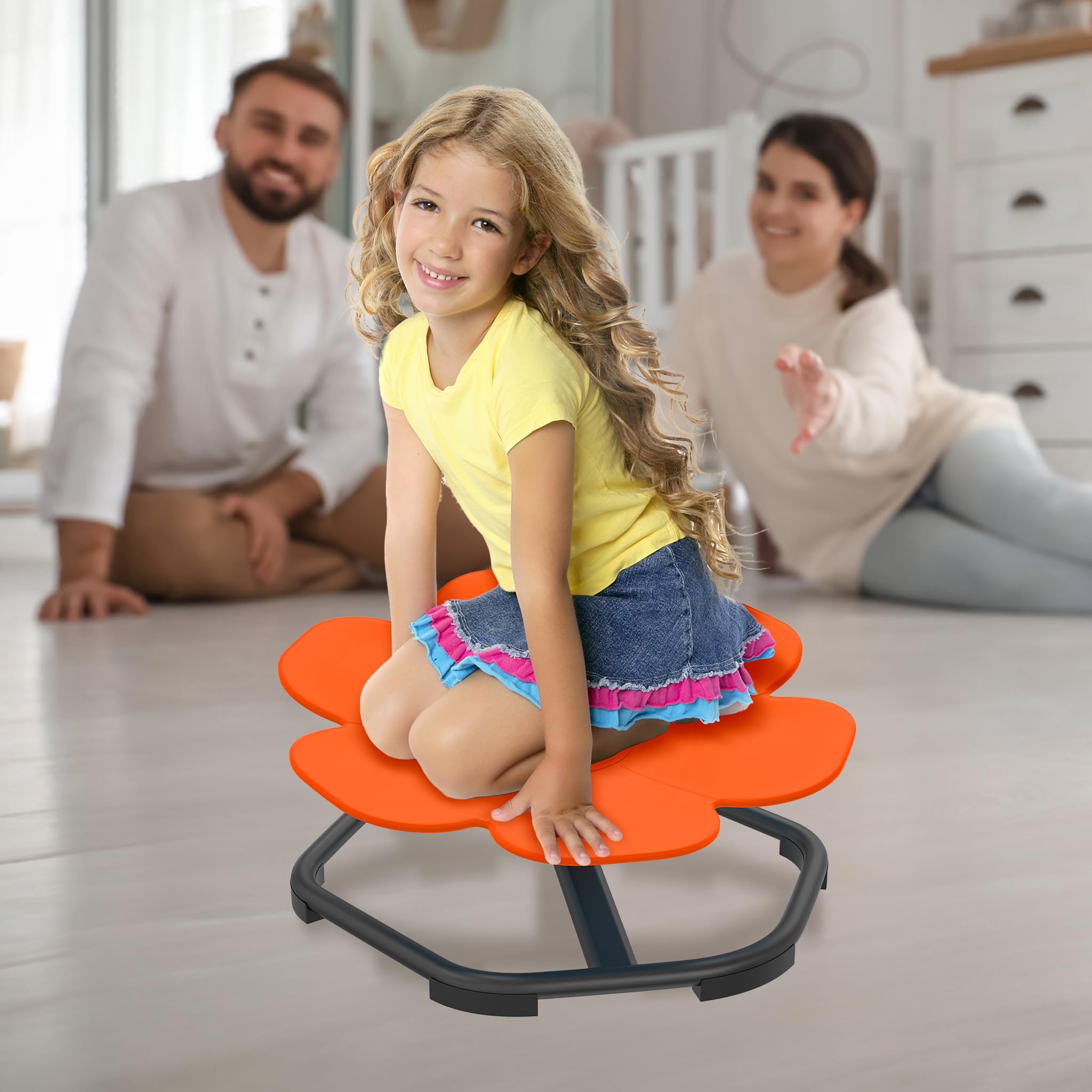 Froadp Silla de carrusel sensorial Autismo Silla Giratoria Silla Giratoria para Niños Entrenamiento Coordinación Física y Equilibrio Sensorial Autismo Juguete Silla de Equilibrio, Naranja